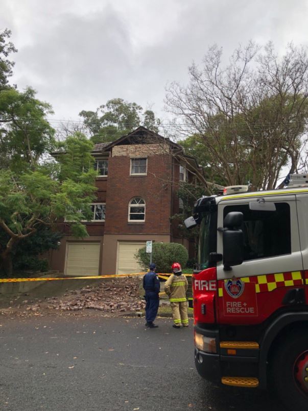 Partial building collapse Harriott Street Waverton, Sydney.