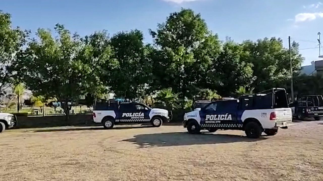 Police vehicles in Cortazar, Mexico, on April 15.