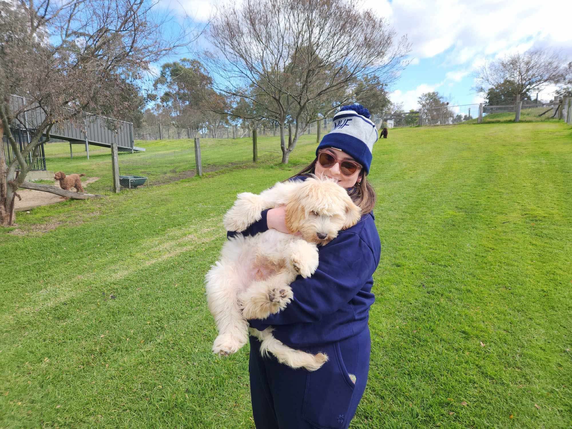 Olivia's pup Enzo was 'brutally' mauled by two off-leash dogs. She was also injured