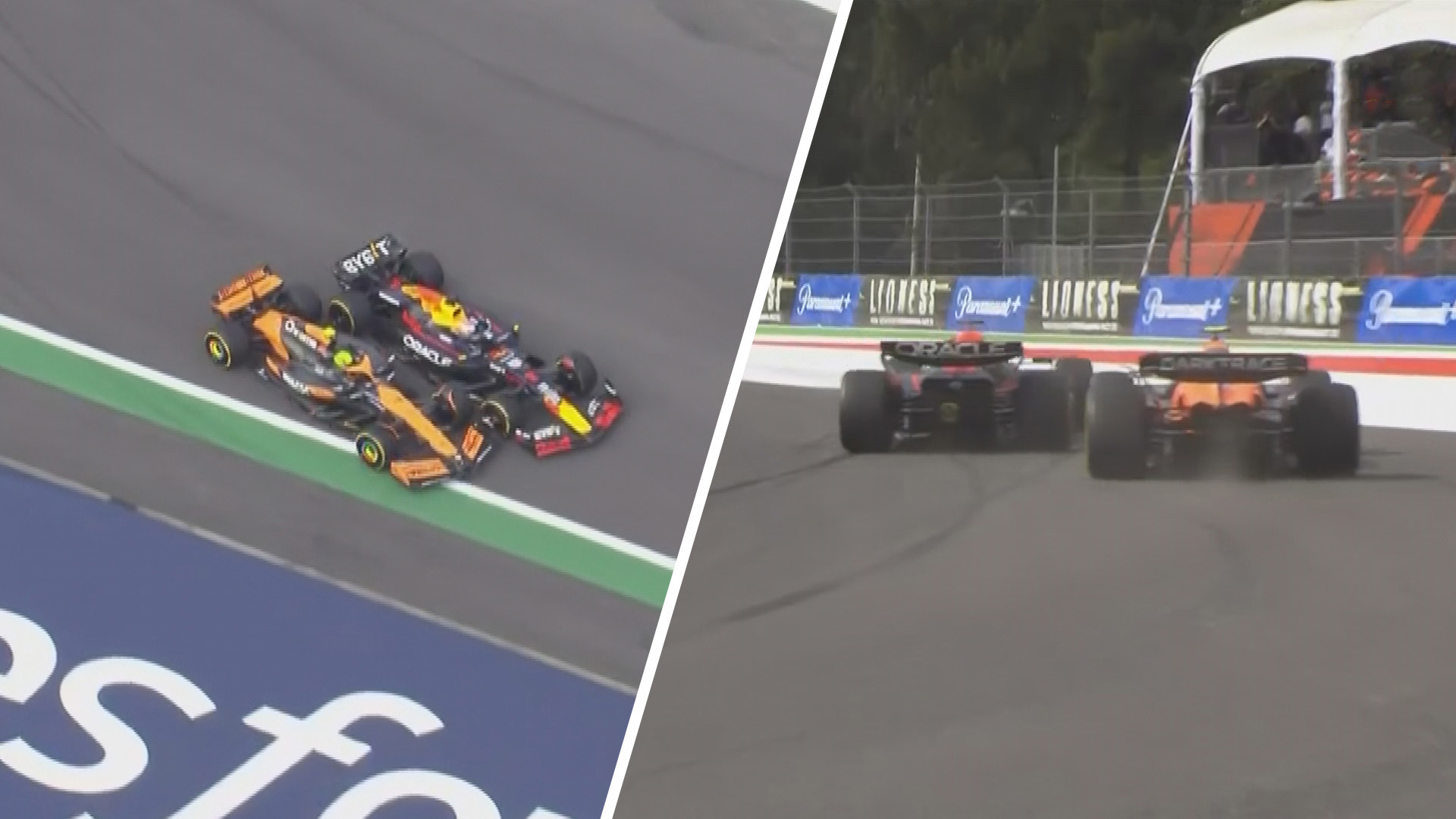 Max Verstappen was given two 10-second penalties for these moves on Lando Norris early in the Mexican Grand Prix.