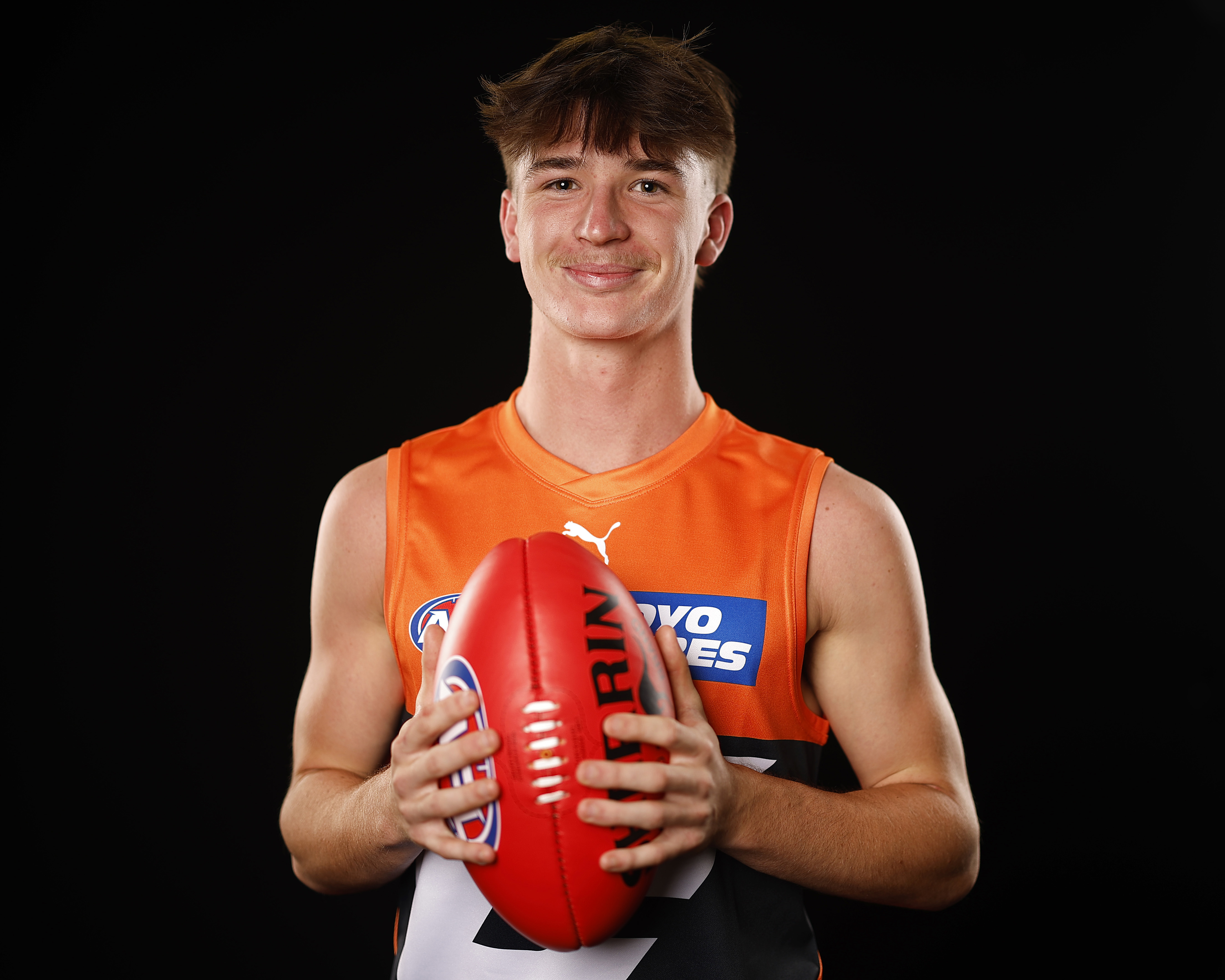 Phoenix Gothard of the Giants poses for a photograph during the 2023 AFL Draft at Marvel Stadium on November 20, 2023 in Melbourne, Australia. (Photo by Daniel Pockett/Getty Images)