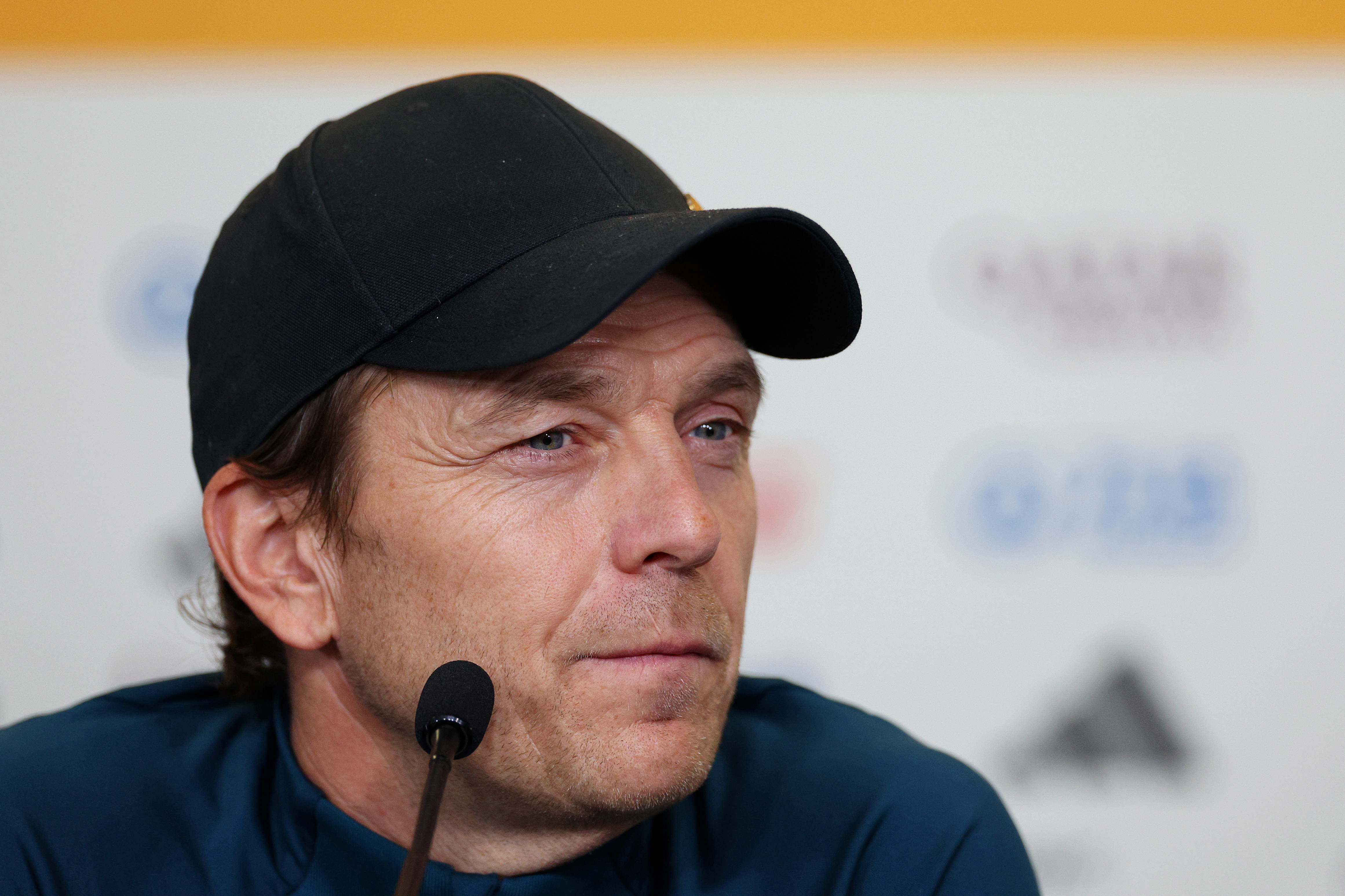 Tony Gustavsson speaks to media ahead of Australia's quarter-final match against France.