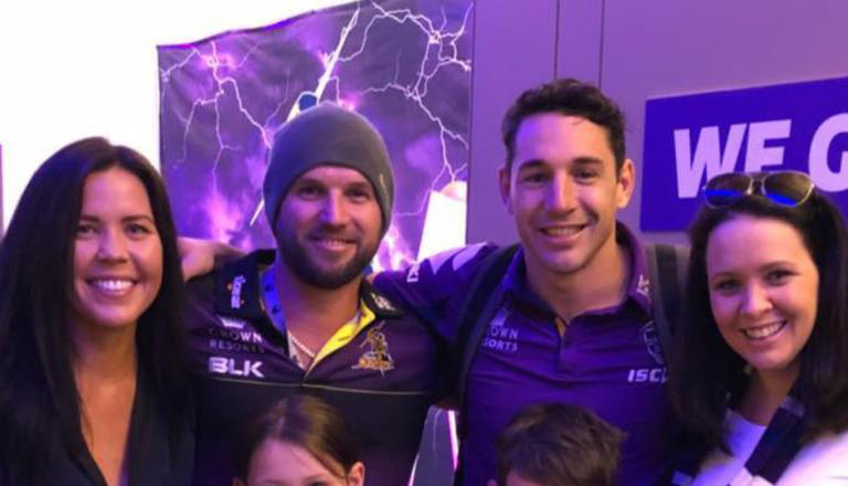Billy Slater's brother in law Ryan Craig (second from left) died in a water accident.