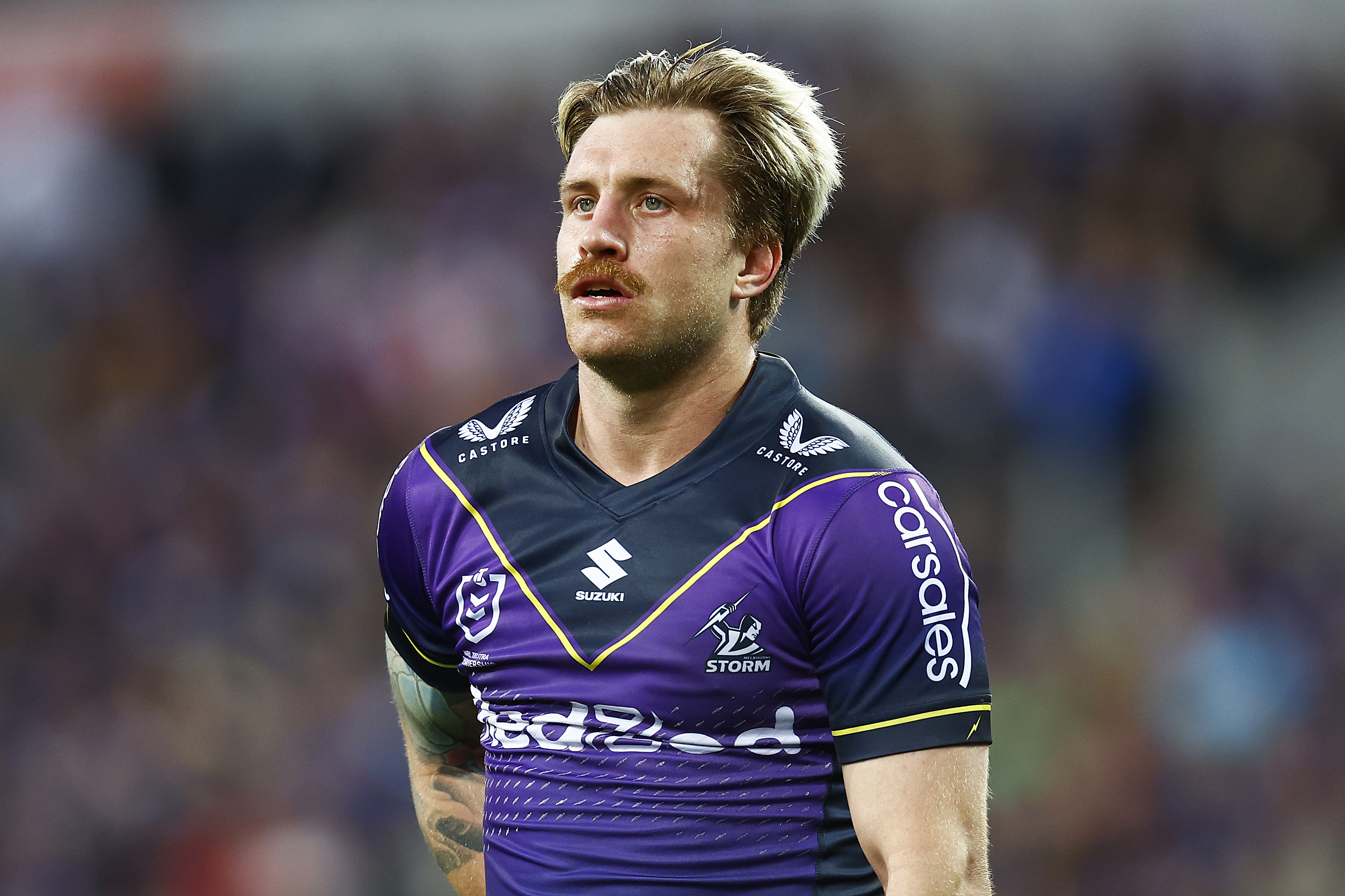 Cameron Munster looks on during the NRL elimination final match between the Melbourne Storm and the Canberra Raiders.
