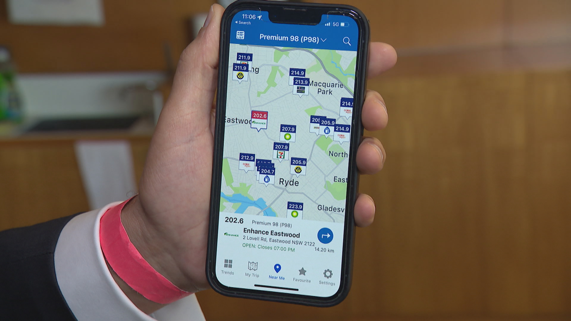 The NSW government fuel check app.