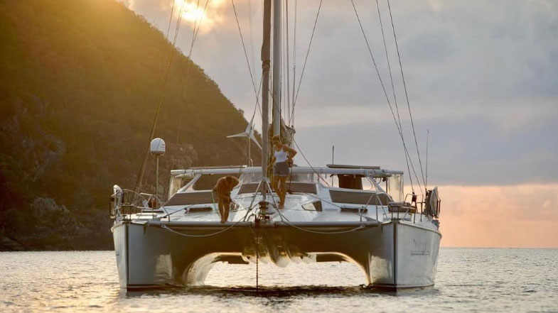 The Ovens family sailed up the Queensland coast and over to Indonesia, where they are living aboard their Privilege catamaran. 