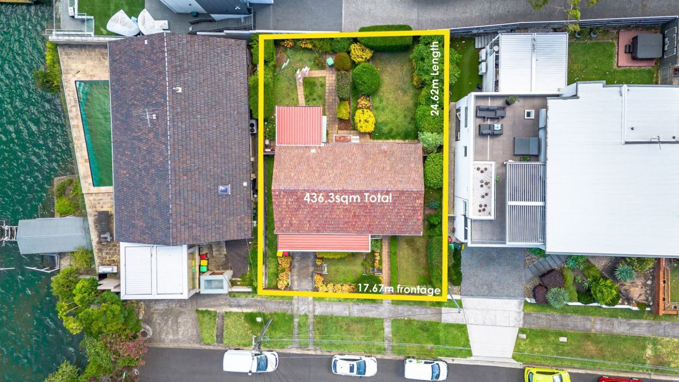 Chiswick real estate Domain waterfront auction listing brick home aerial