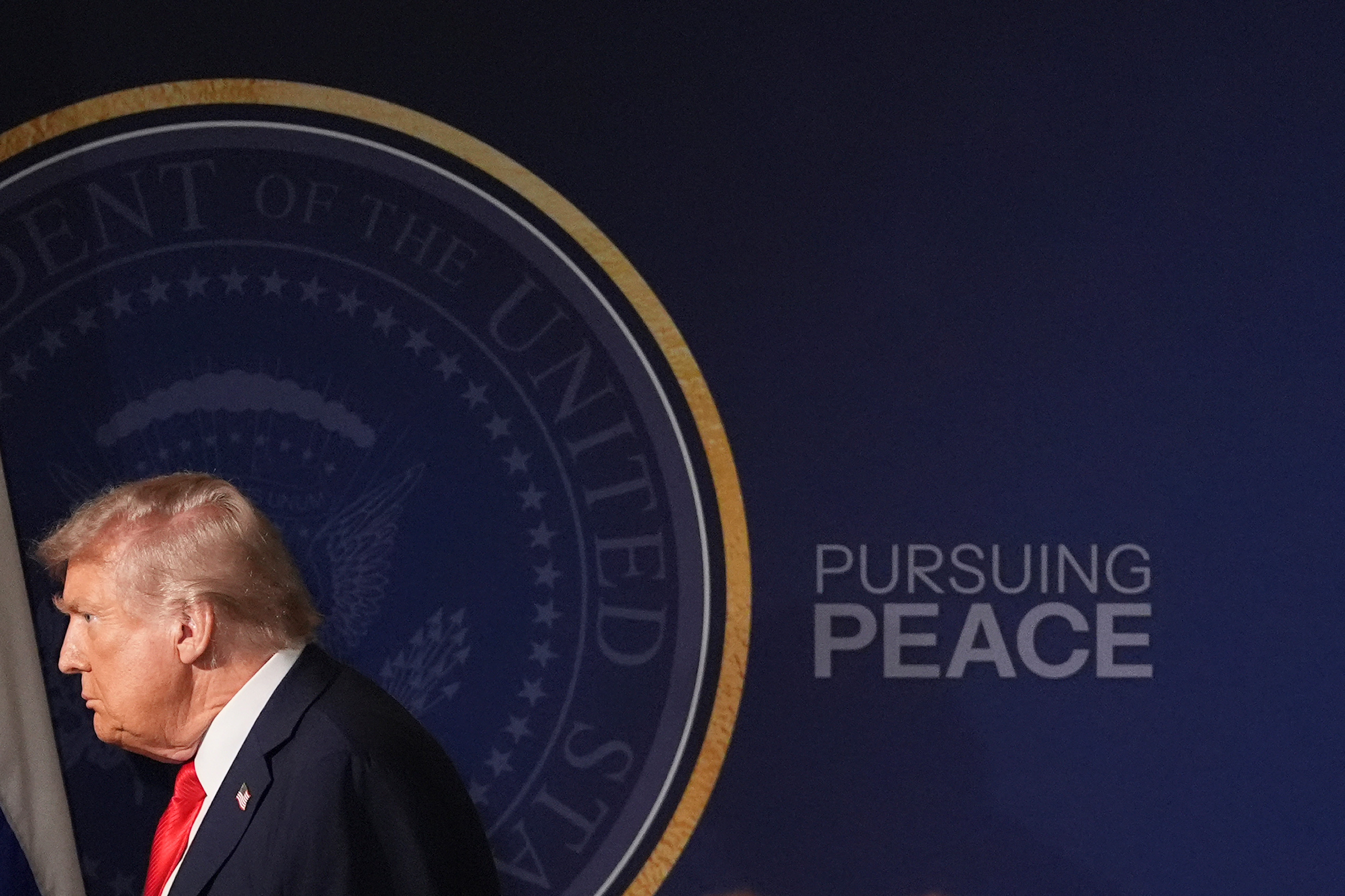 FILE - President Donald Trump departs following a joint press conference with Russia's President Vladimir Putin at Joint Base Elmendorf-Richardson, Alaska, Friday, Aug. 15, 2025. (AP Photo/Jae C. Hong, File)