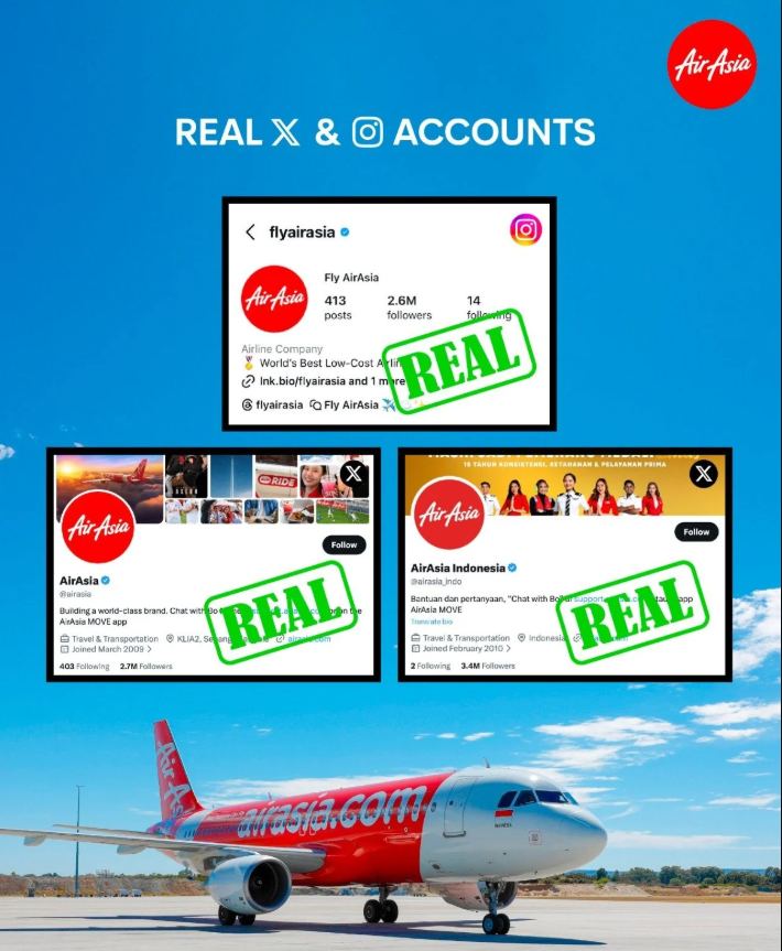 AirAsia fake social media pages 