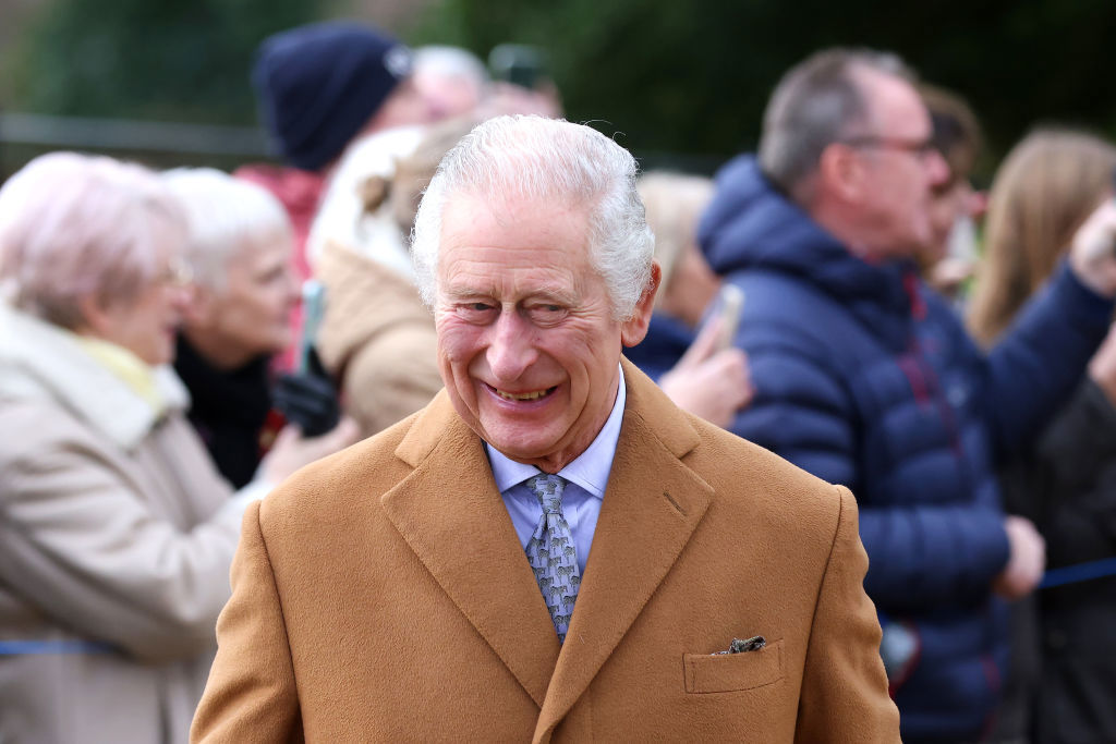 SANDRINGHAM, NORFOLK - DECEMBER 25: King Charles III attends the Christmas Day service at St Mary Magdalene Church on December 25, 2022 in Sandringham, Norfolk. King Charles III ascended to the throne on September 8, 2022, with his coronation set for May 6, 2023. (Photo by Stephen Pond/Getty Images)