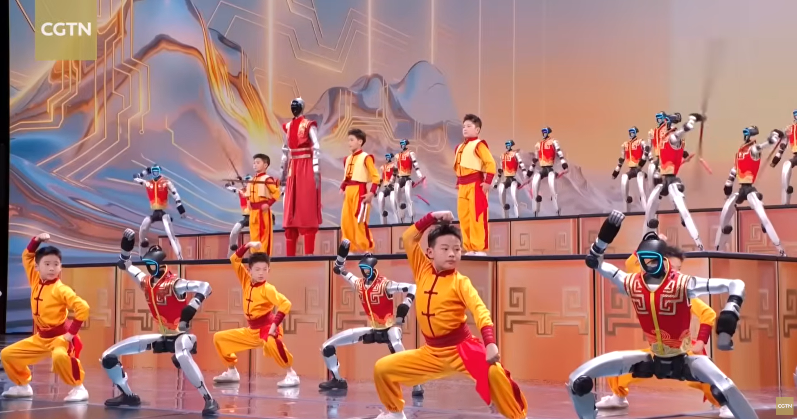 Robots and children perform at the Chinese New Year Gala in Beijing.