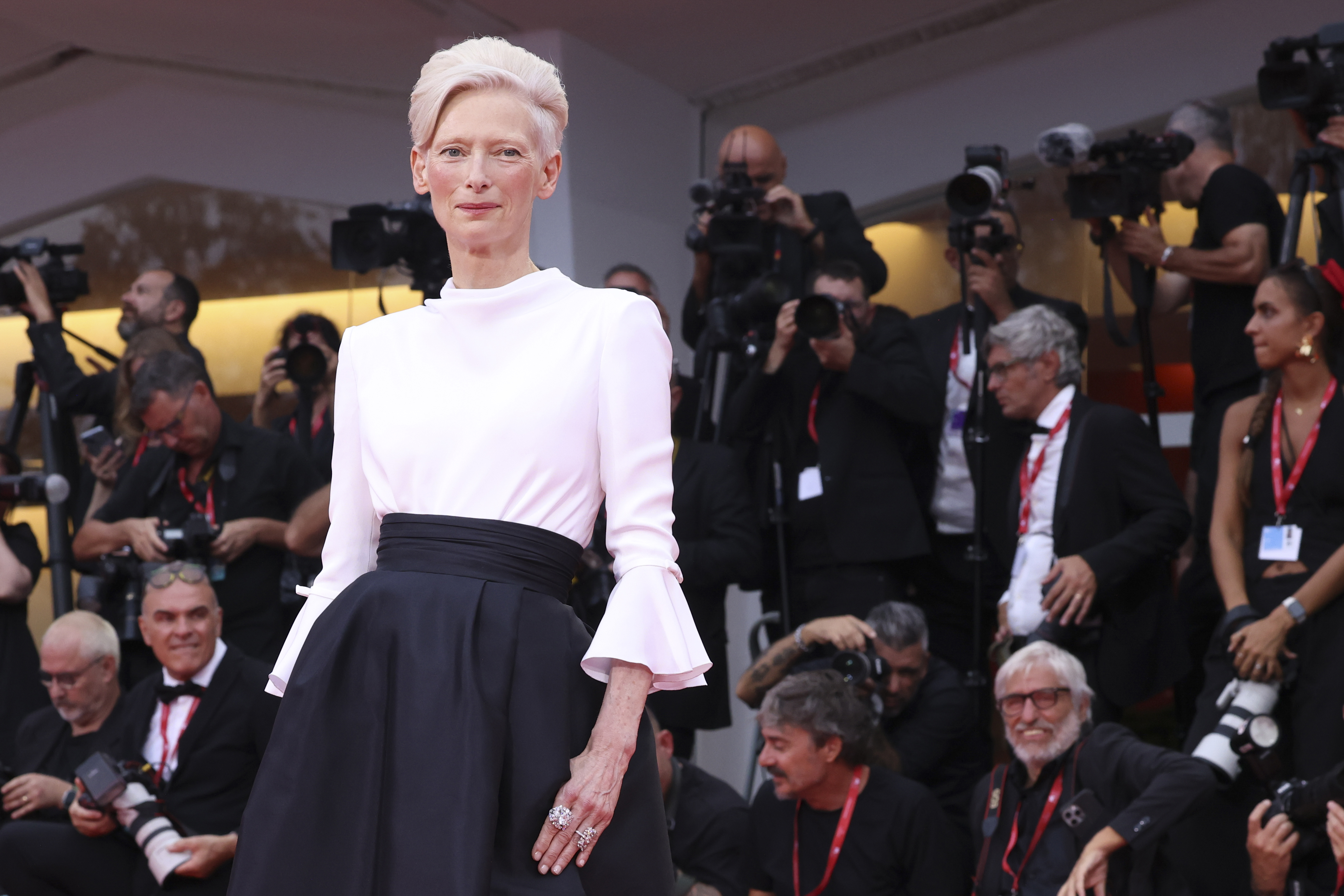 Tilda Swinton at the opening ceremony during the 82nd Venice International Film Festival on August 27, 2025 in Venice, Italy. 