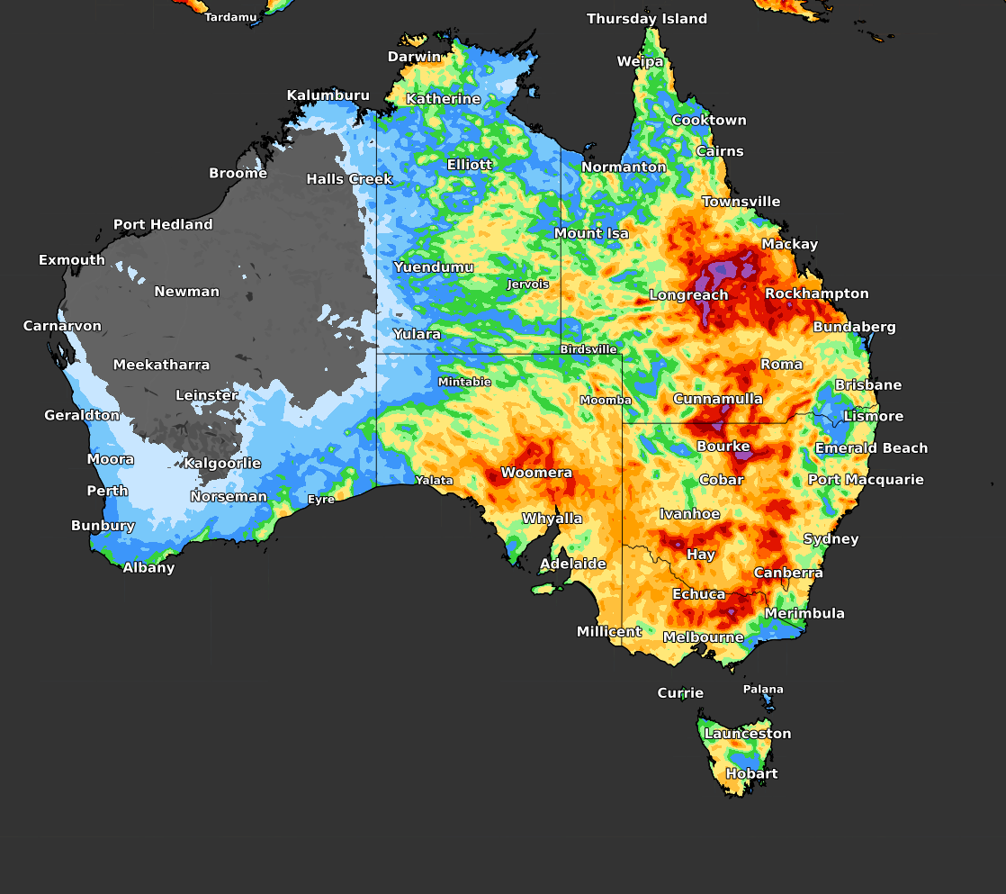 Weatherzone accumulated rain total map for weather event week of Oct 16