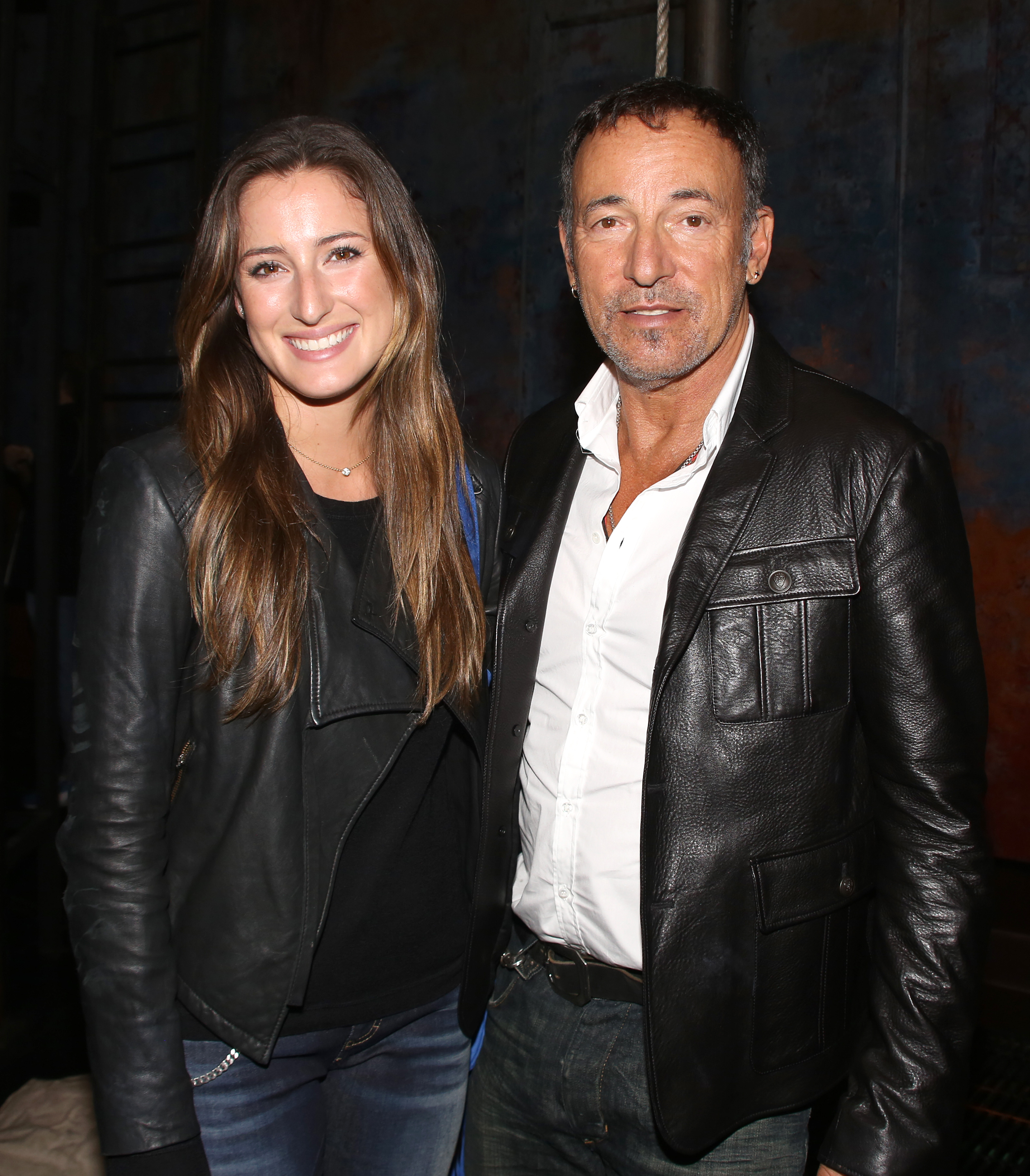 Jessica Springsteen and Bruce Springsteen backstage after a performance of 'The Last Ship' at the Neil Simon Theatre on October 15, 2014 in New York City.