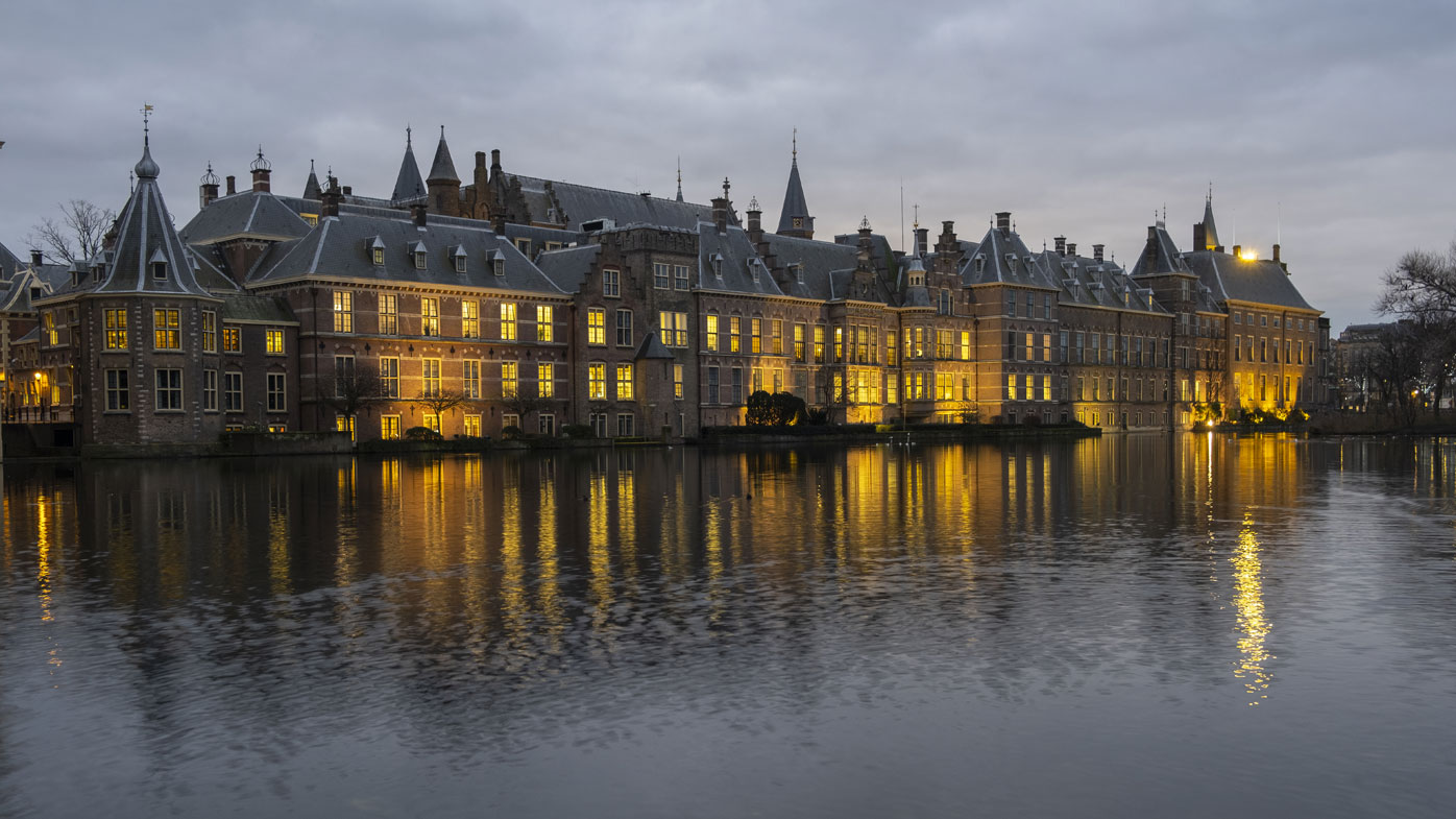 View of Binnenhof, the seat of the Dutch government in The Hague, Netherlands, Friday, Jan. 15, 2021