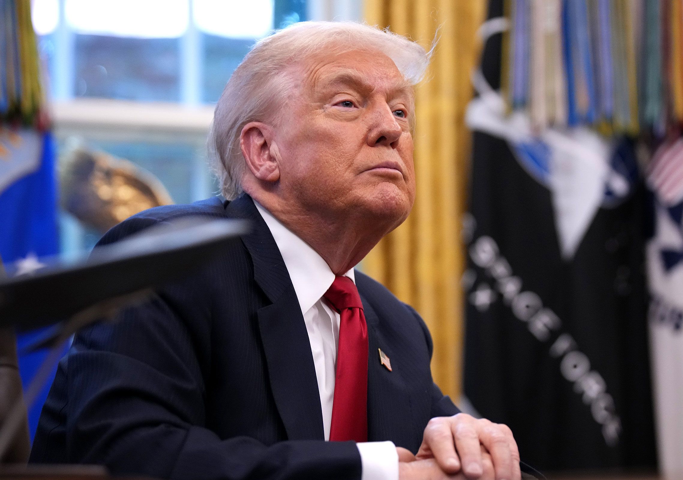 Donald Trump is holding an Oval Office meeting as his spat with Venezuela continues.