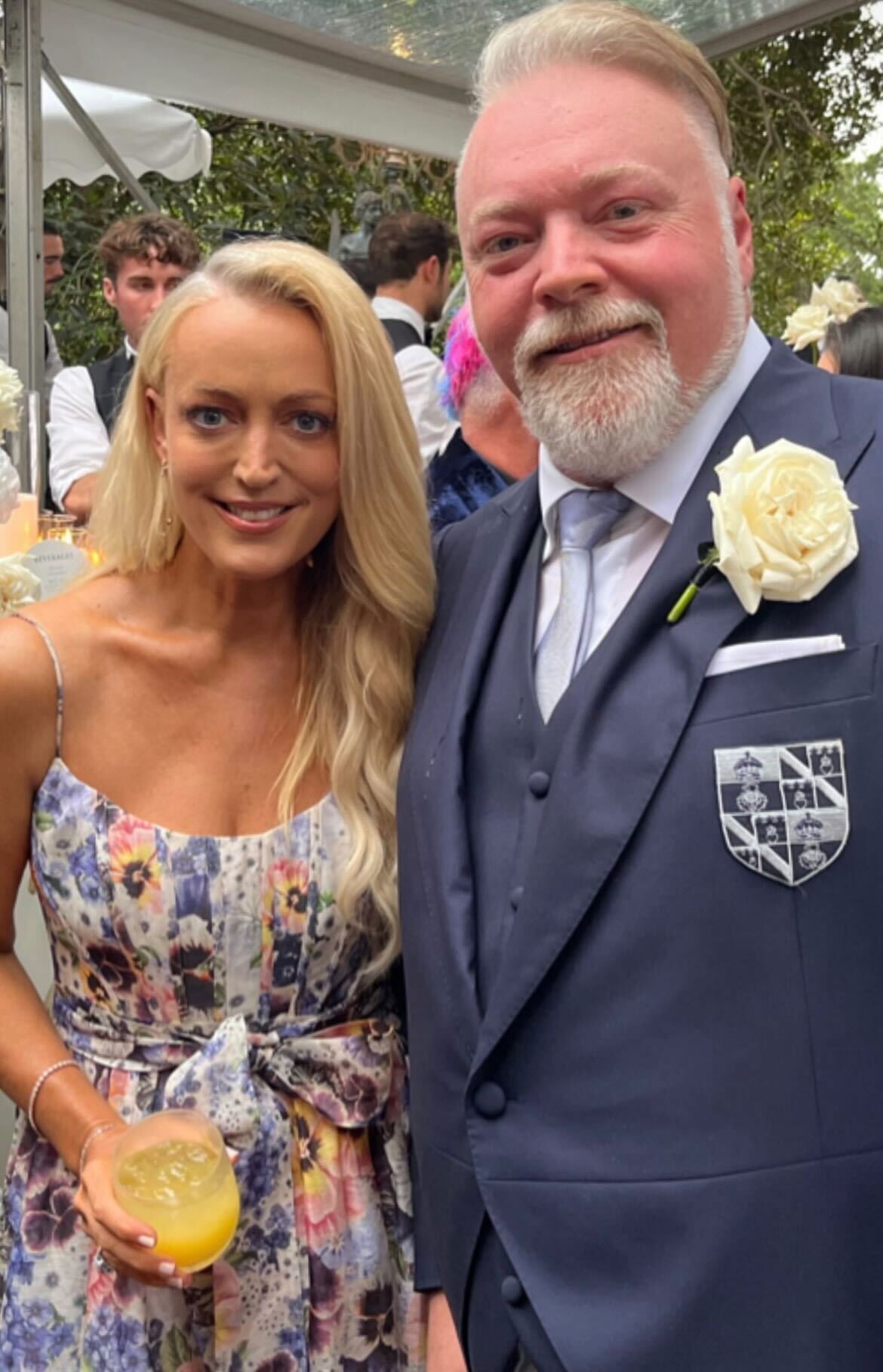 Jackie Henderson and her Kyle & Jackie O radio co-star Kyle Sandilands pose together at his wedding 