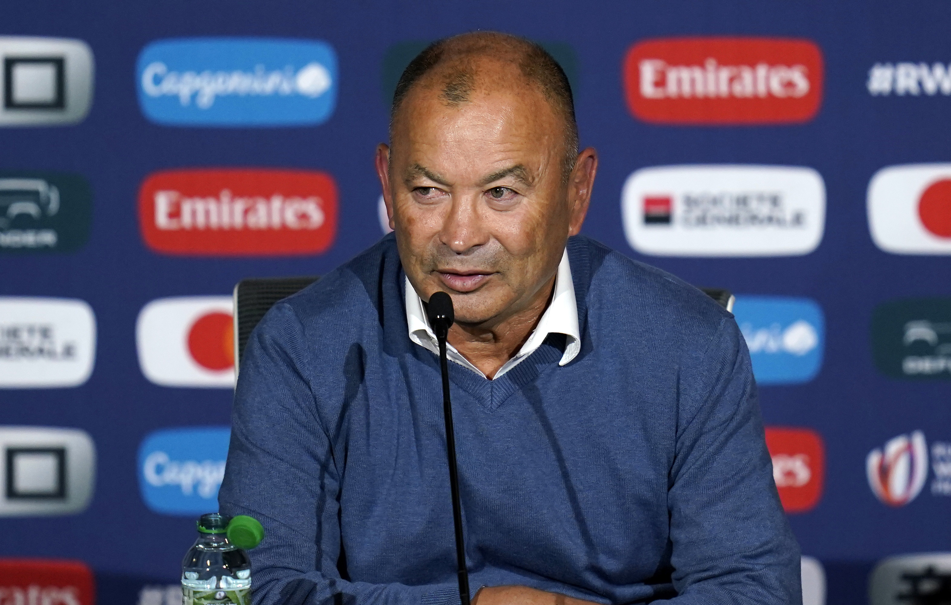 Australia coach Eddie Jones speaks during a press conference.