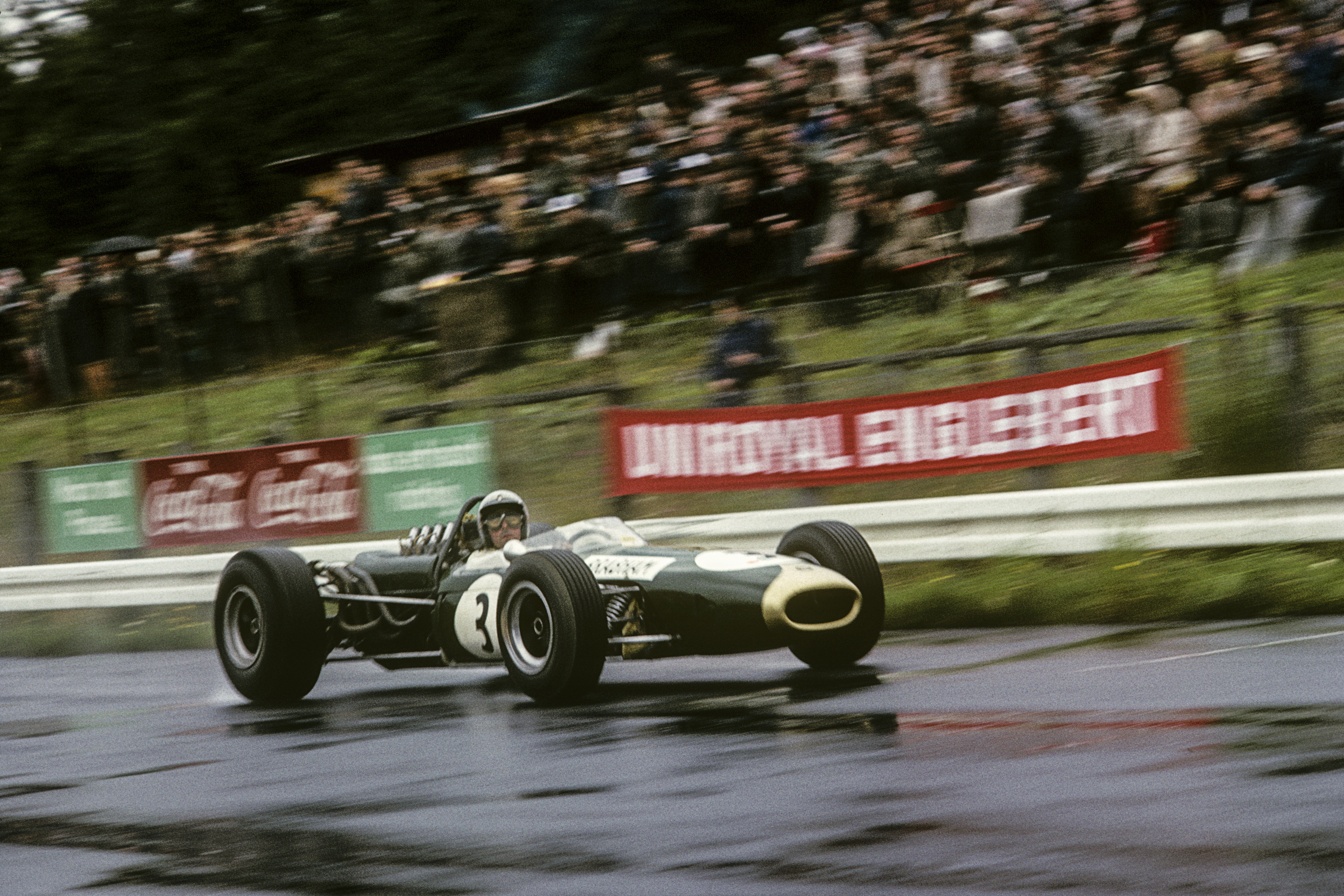 Jack Brabham's championship-winning BT19 pictured in the German Grand Prix at the Nurburgring in 1966. 