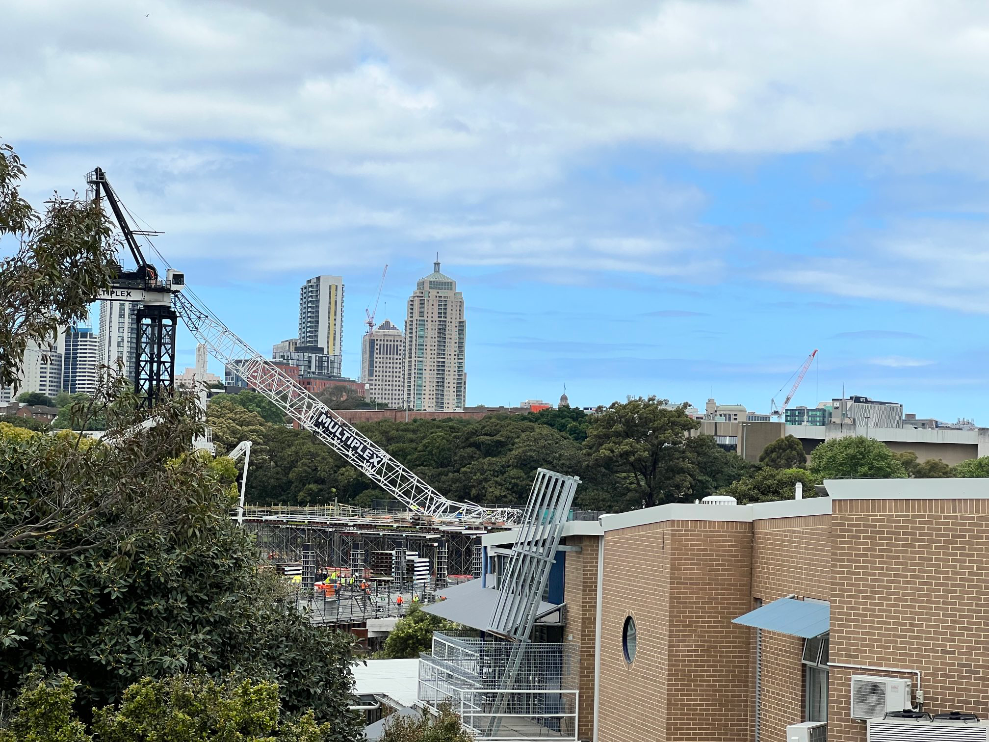 Crane collapse at new Sydney Fish Market building site.
