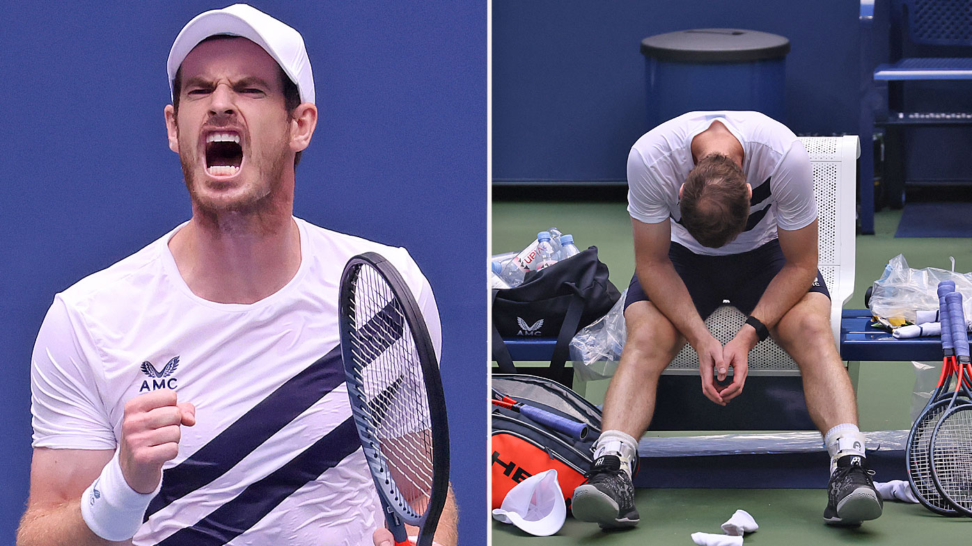 Andy Murray of Great Britain reacts during his Men's Singles first round match 