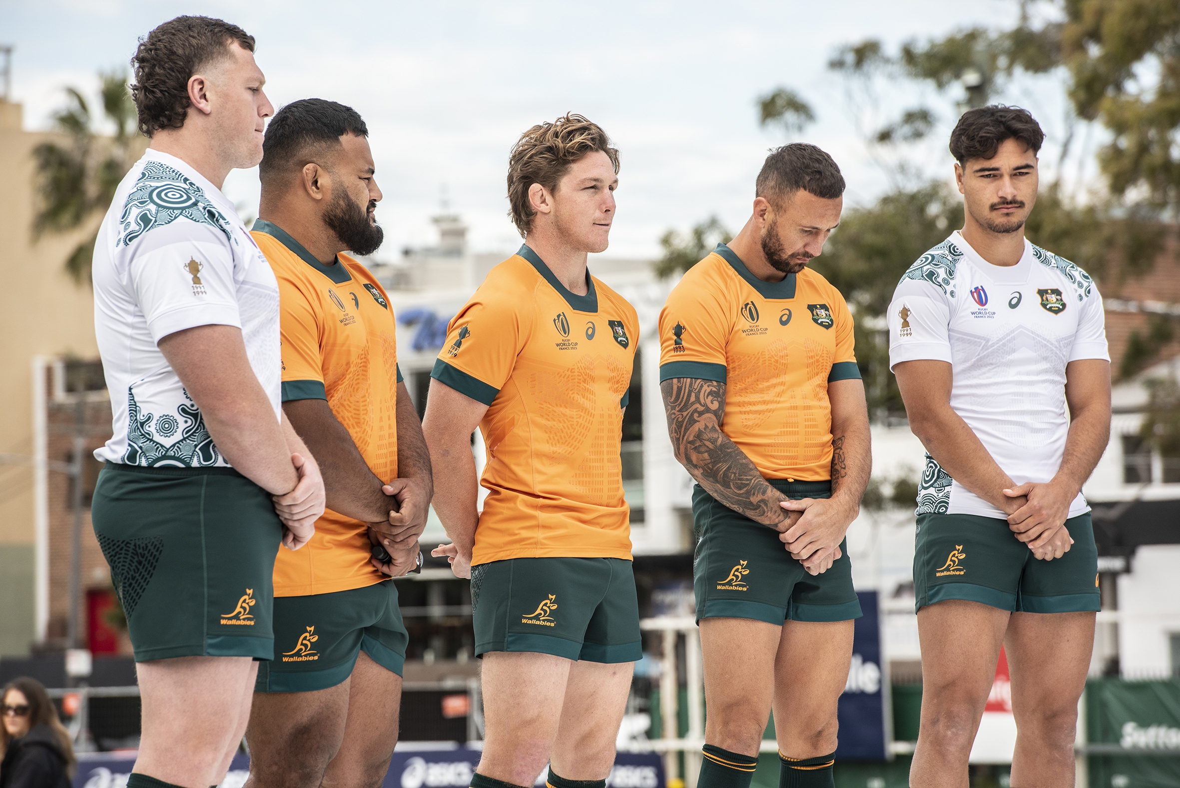 Micheal Hooper was front and centre for the launch of the 2023 Rugby World Cup Wallabies jersey.