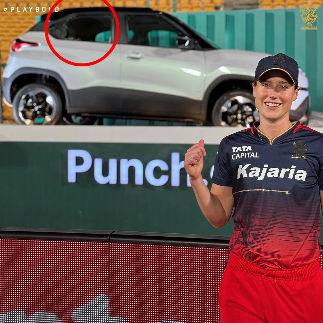 Ellyse Perry smashed the rear window of a sponsor's car with a mammoth six. 