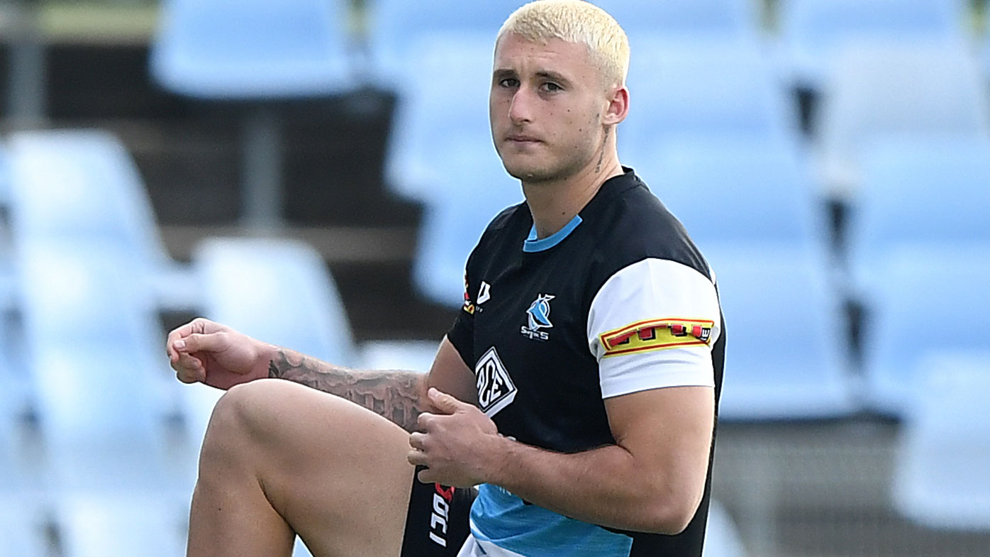 Bronson Xerri of the Sharks during an NRL training session 