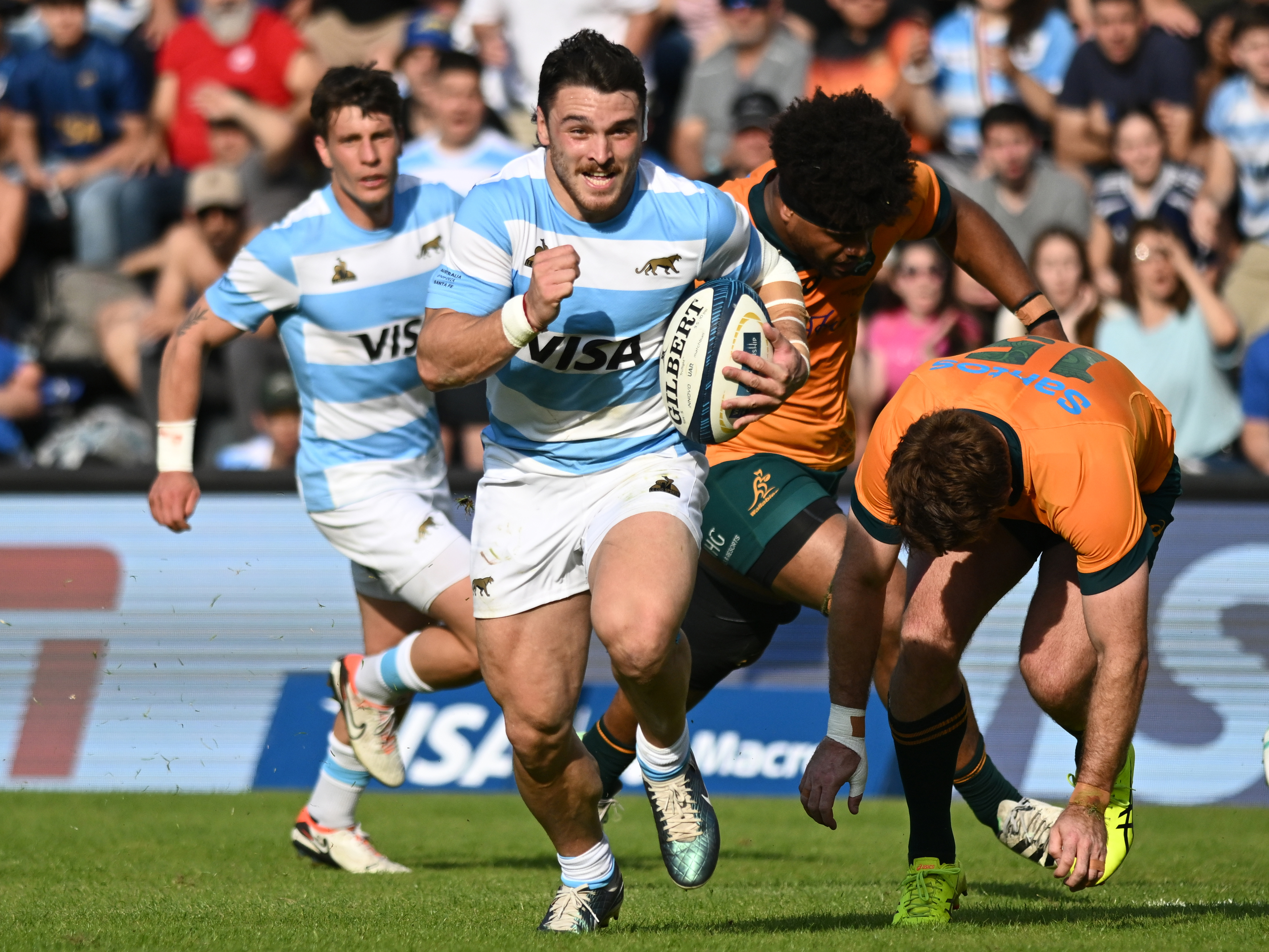 Santiago Carreras of Argentina runs with the ball.