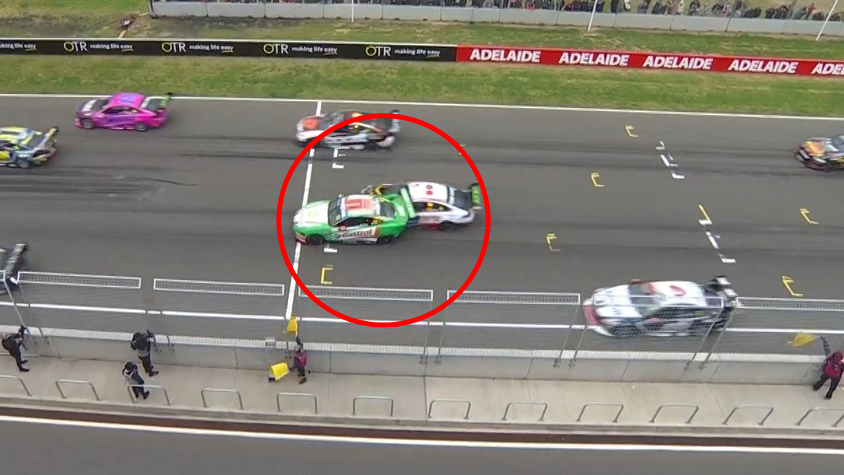 Andre Heimgartner and Thomas Randle have walked away from this monster start line shunt at Tailem Bend in the Supercars.