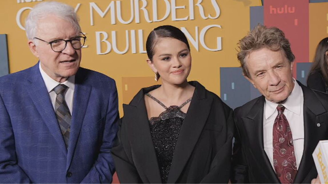 Steve Martin, Selena Gomez, Martin Short Only Murders in the Building new season premiere red carpet august 26, 2024.