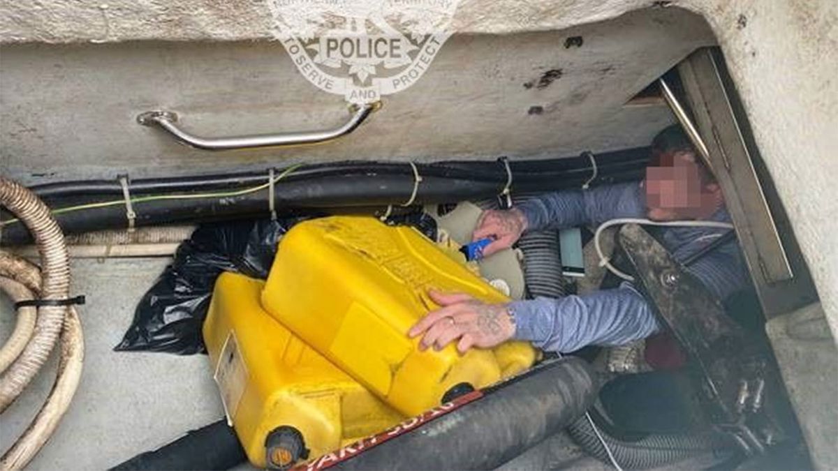 Mark Horne was found in the hull of a yacht. 