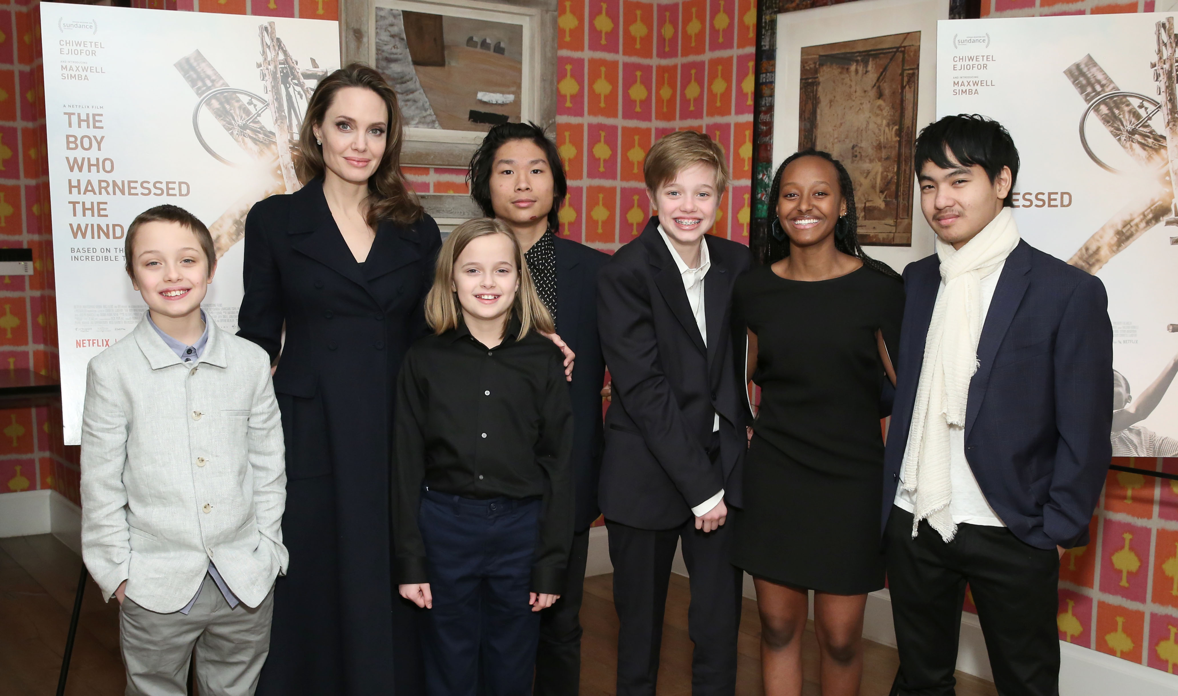 Angelina Jolie with children Knox Leon Jolie-Pitt, Vivienne Marcheline Jolie-Pitt, Pax Thien Jolie-Pitt, Shiloh Nouvel Jolie-Pitt, Zahara Marley Jolie-Pitt and Maddox Chivan Jolie-Pitt