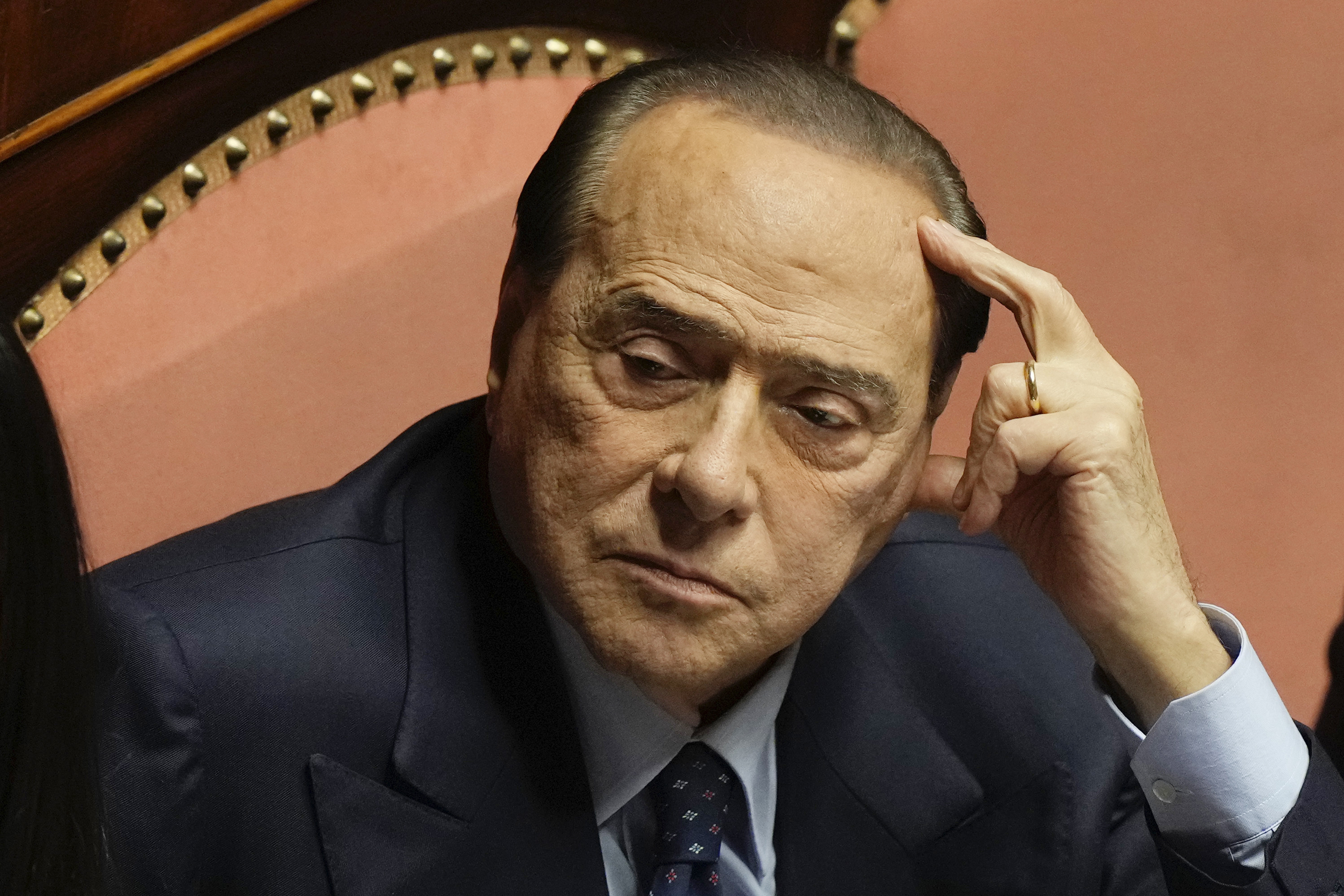 Forza Italia party leader Silvio Berlusconi at he Senate, in Rome, on Oct. 26, 2022.