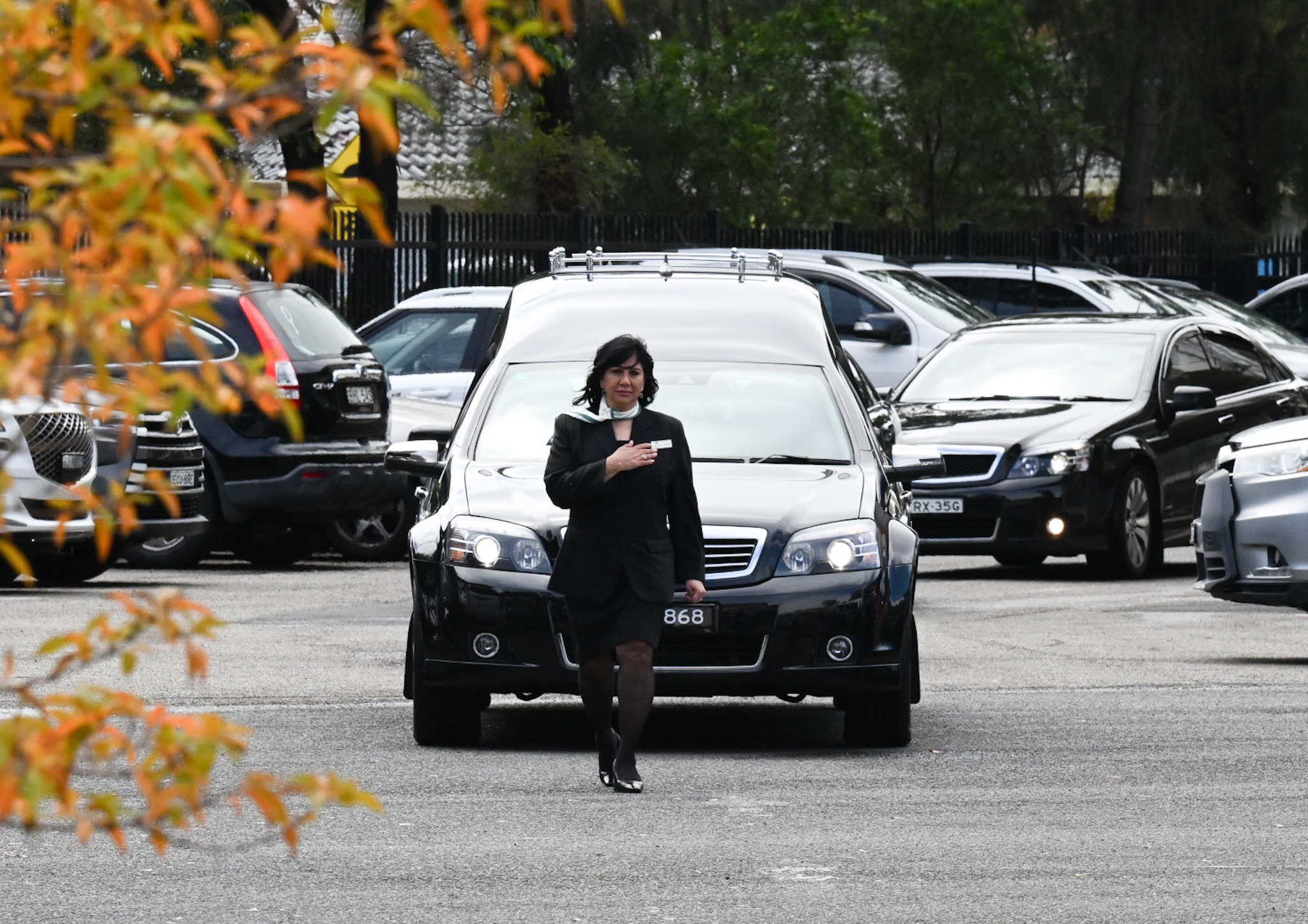 The funeral procession enters the church grounds at Bossley Park.