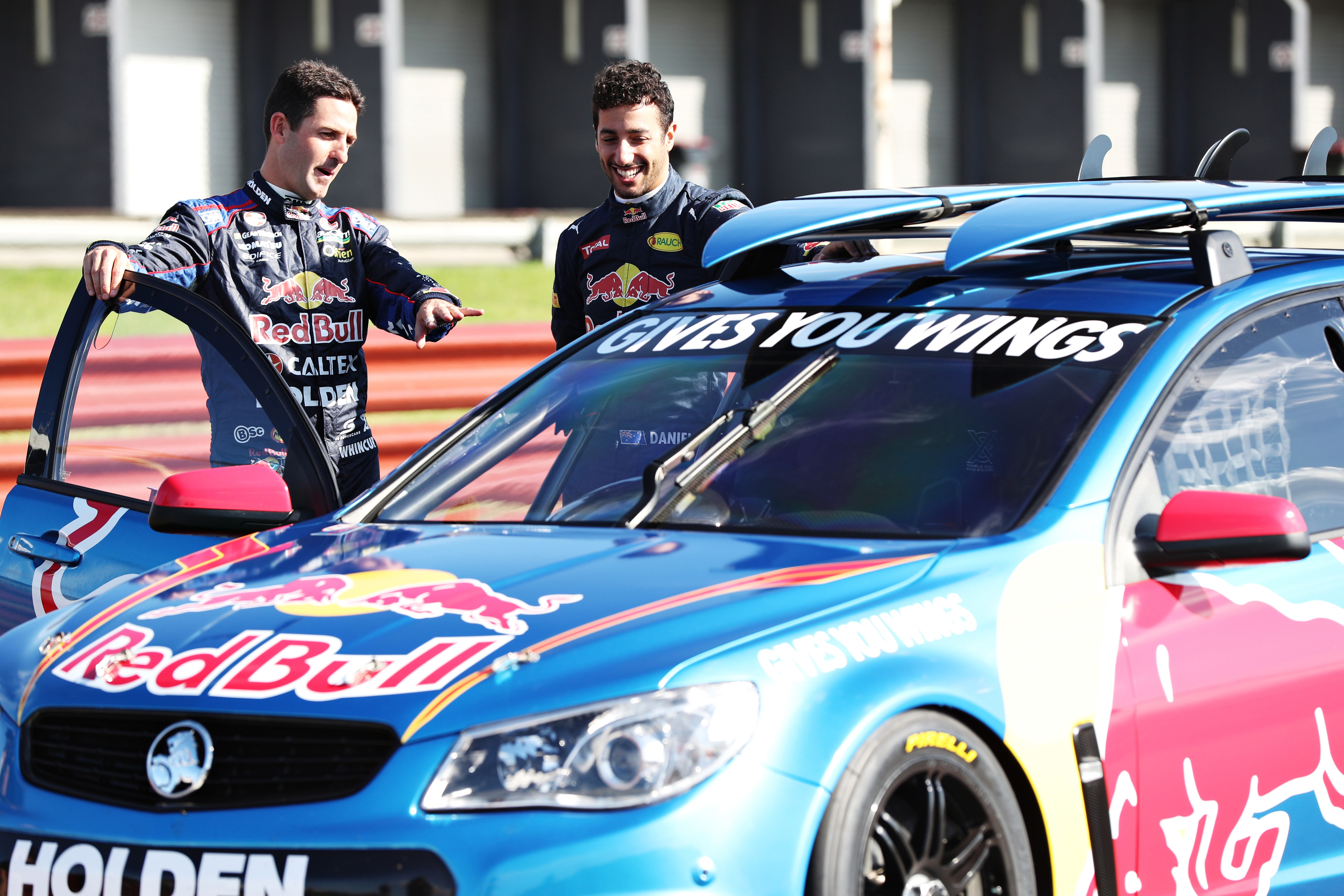 Supercars champion Jamie Whincup and Daniel Ricciardo in 2016.