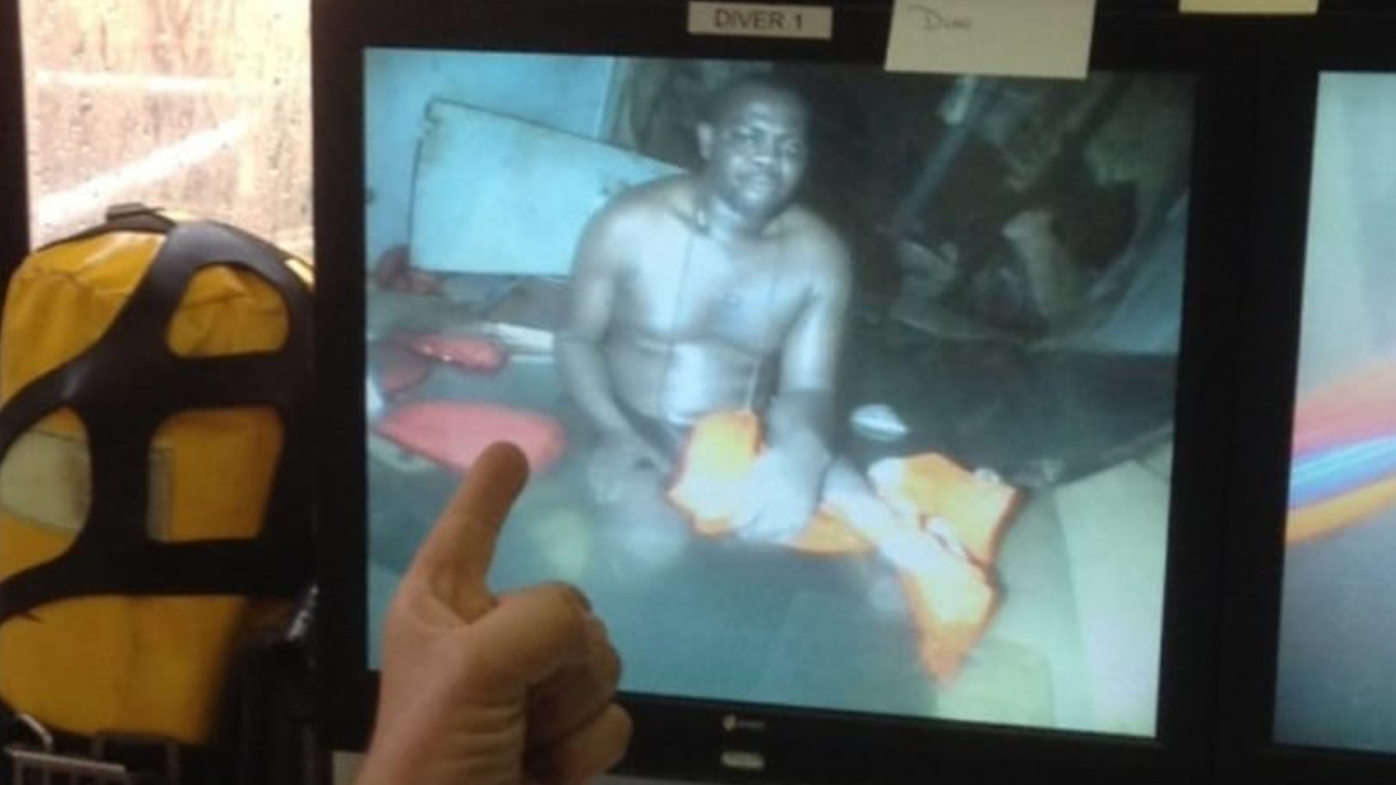 The exact moment rescue crews found Okene nine years ago. 