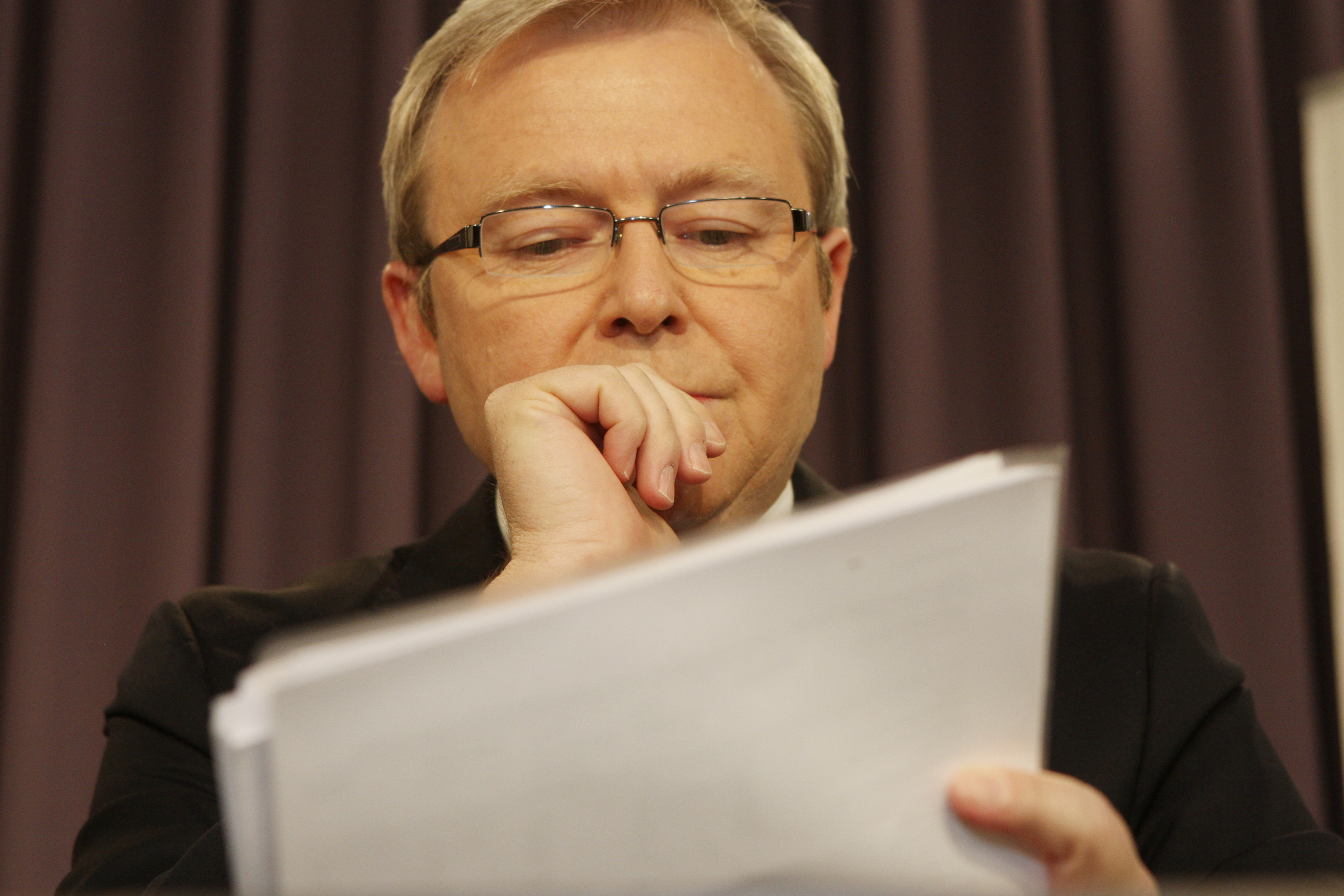 Federal Politics. The Prime Minister Kevin Rudd addresses the National Press Club. Photograph taken 2008 in Canberra