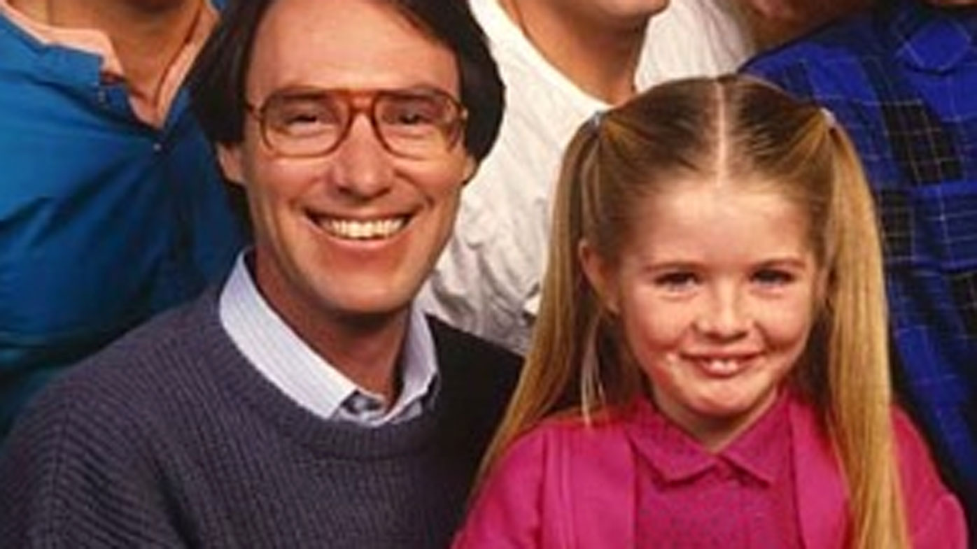 Robert Hughes and young Sarah Monahan in a Hey Dad! publicity shot.