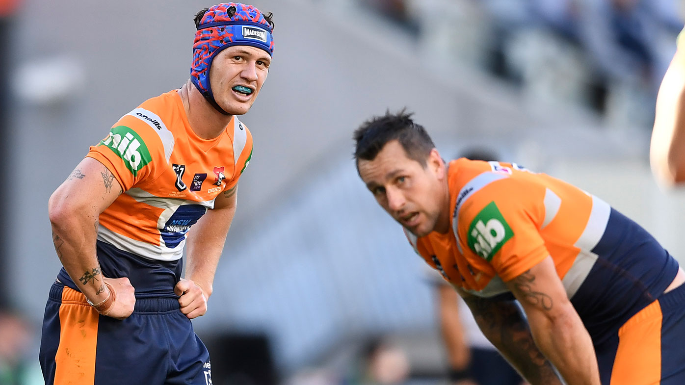 Kalyn Ponga and Mitchell Pearce. (Getty)