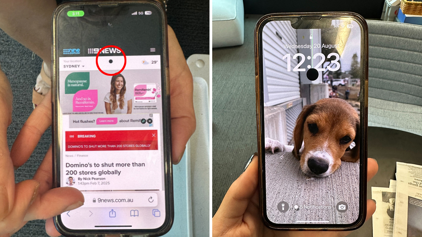 The tiny black dot on this iPhone screen (left) quickly turned into something much bigger.
