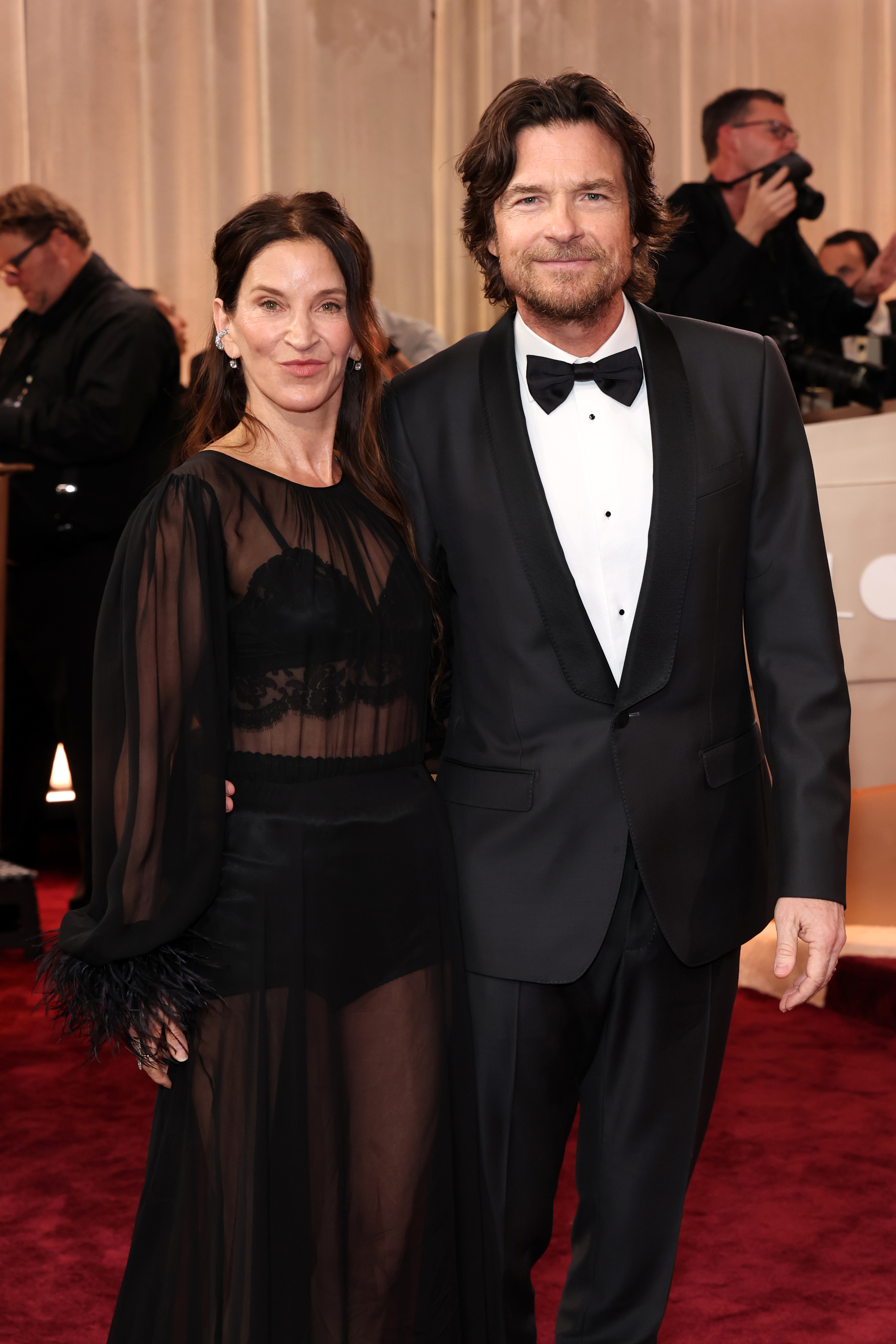 Amanda Anka and Jason Bateman at the 83rd Annual Golden Globe Awards at The Beverly Hilton on January 11, 2026 in Beverly Hills, California. 