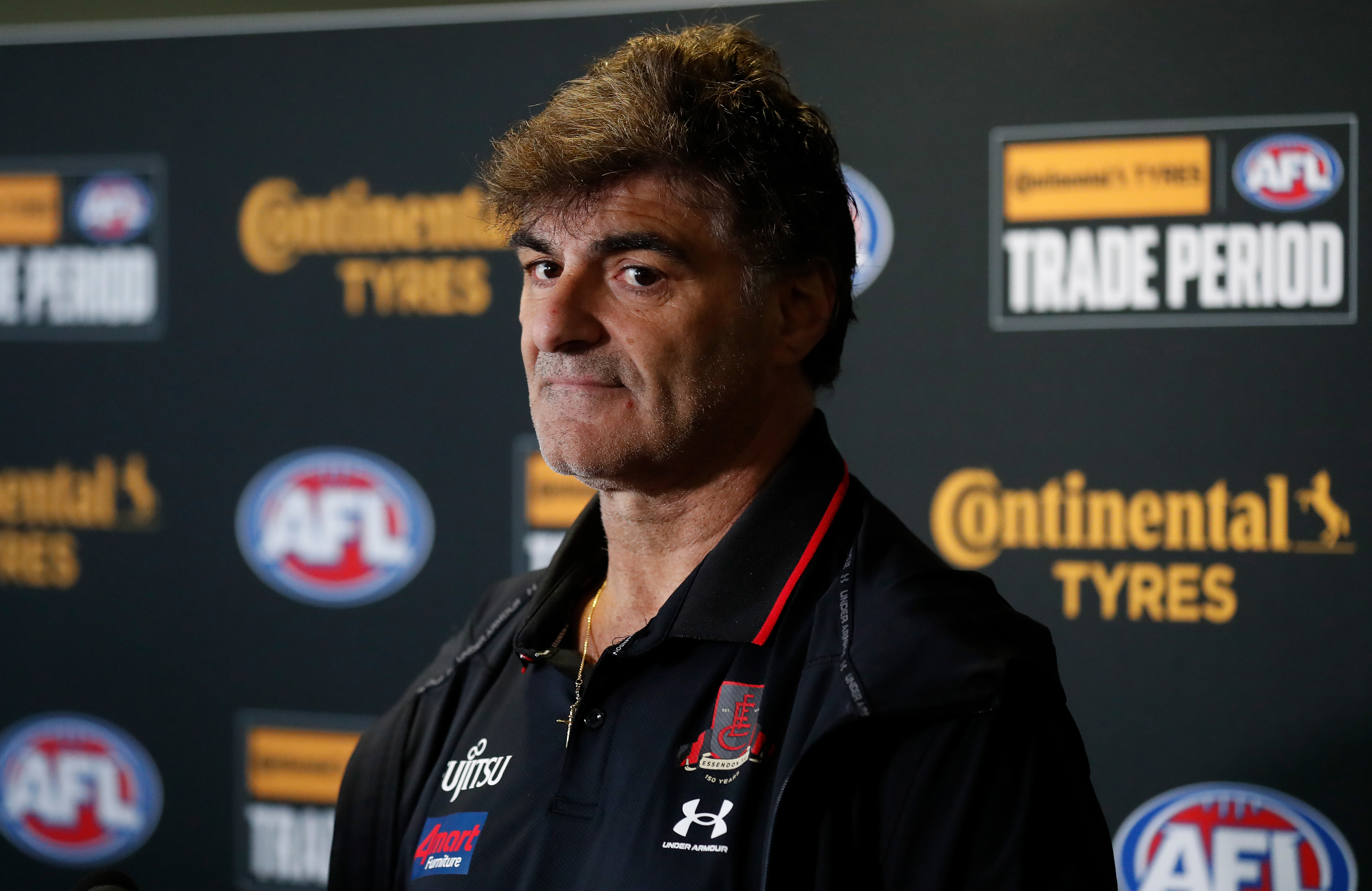 MELBOURNE, AUSTRALIA - OCTOBER 03: Adrian Dodoro, General Manager - List & Recruiting of the Bombers is seen during The 2022 Continental Tyres AFL Trade Period at Marvel Stadium on October 03, 2022 in Melbourne, Australia. (Photo by Michael Willson/AFL Photos)