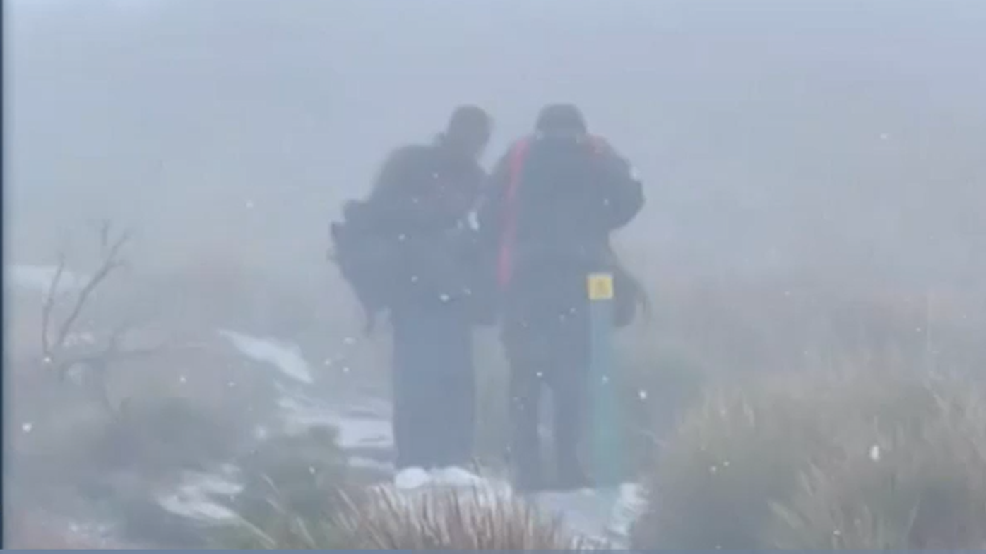 A rare flurry of snow delighted hikers in Stirling Range National Park.