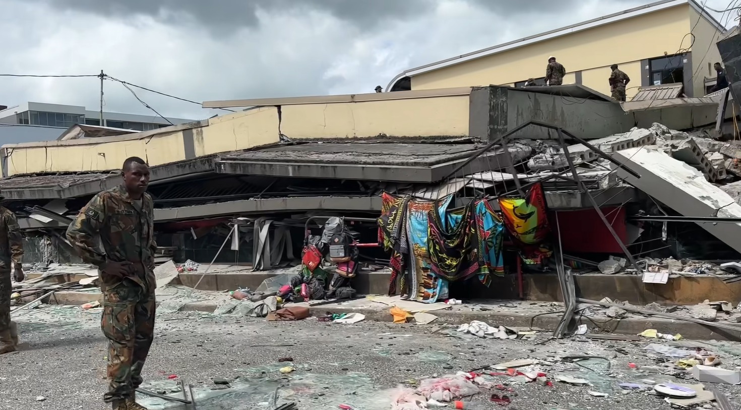 Footage posted to social media appeared to show buildings collapsed on the Kumul HIghway in Port Vila.