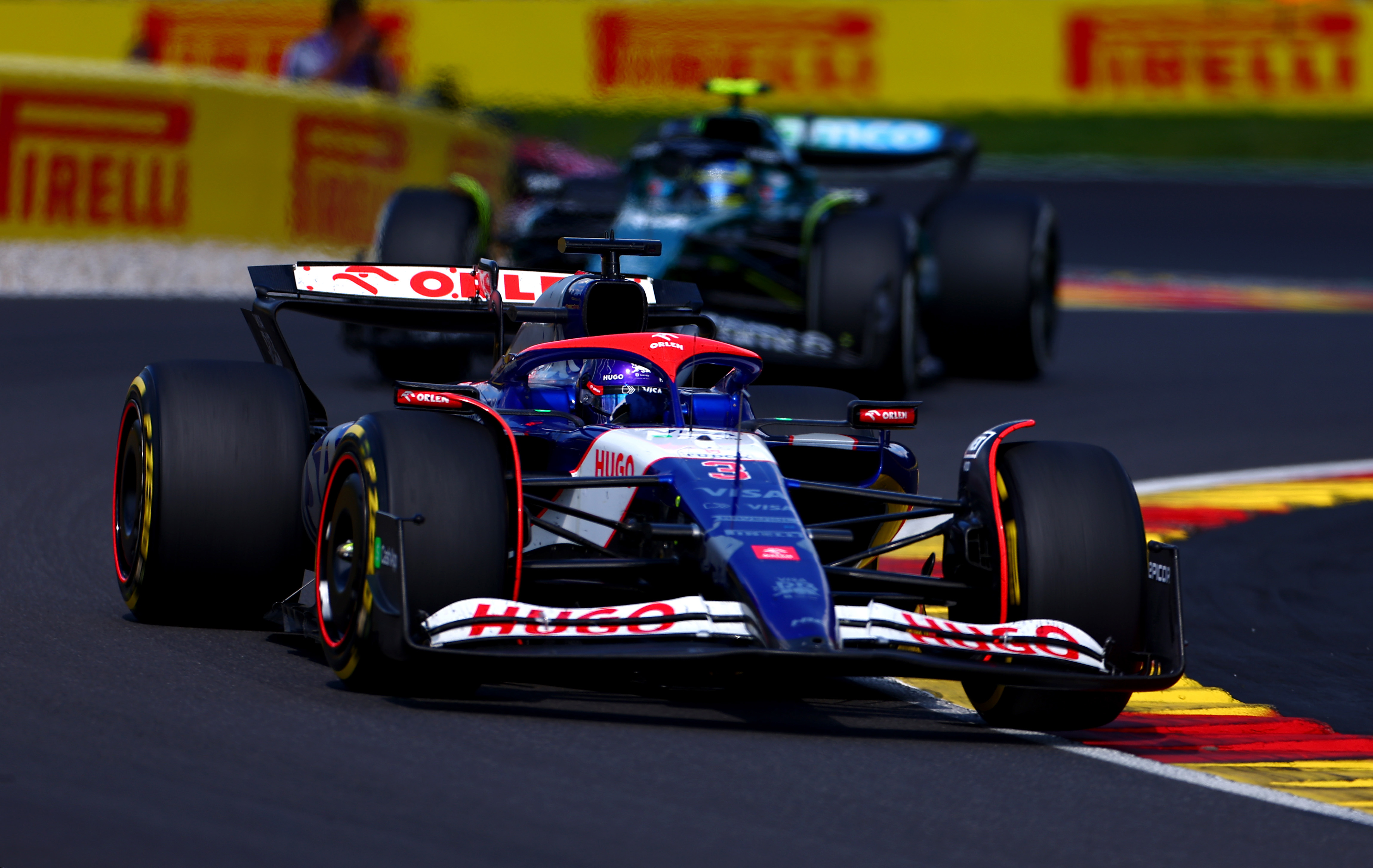 Daniel Ricciardo of Australia driving the (3) Visa Cash App RB VCARB 01 on track during the F1 Grand Prix of Belgium at Circuit de Spa-Francorchamps on July 28, 2024 in Spa, Belgium. (Photo by Dean Mouhtaropoulos/Getty Images)