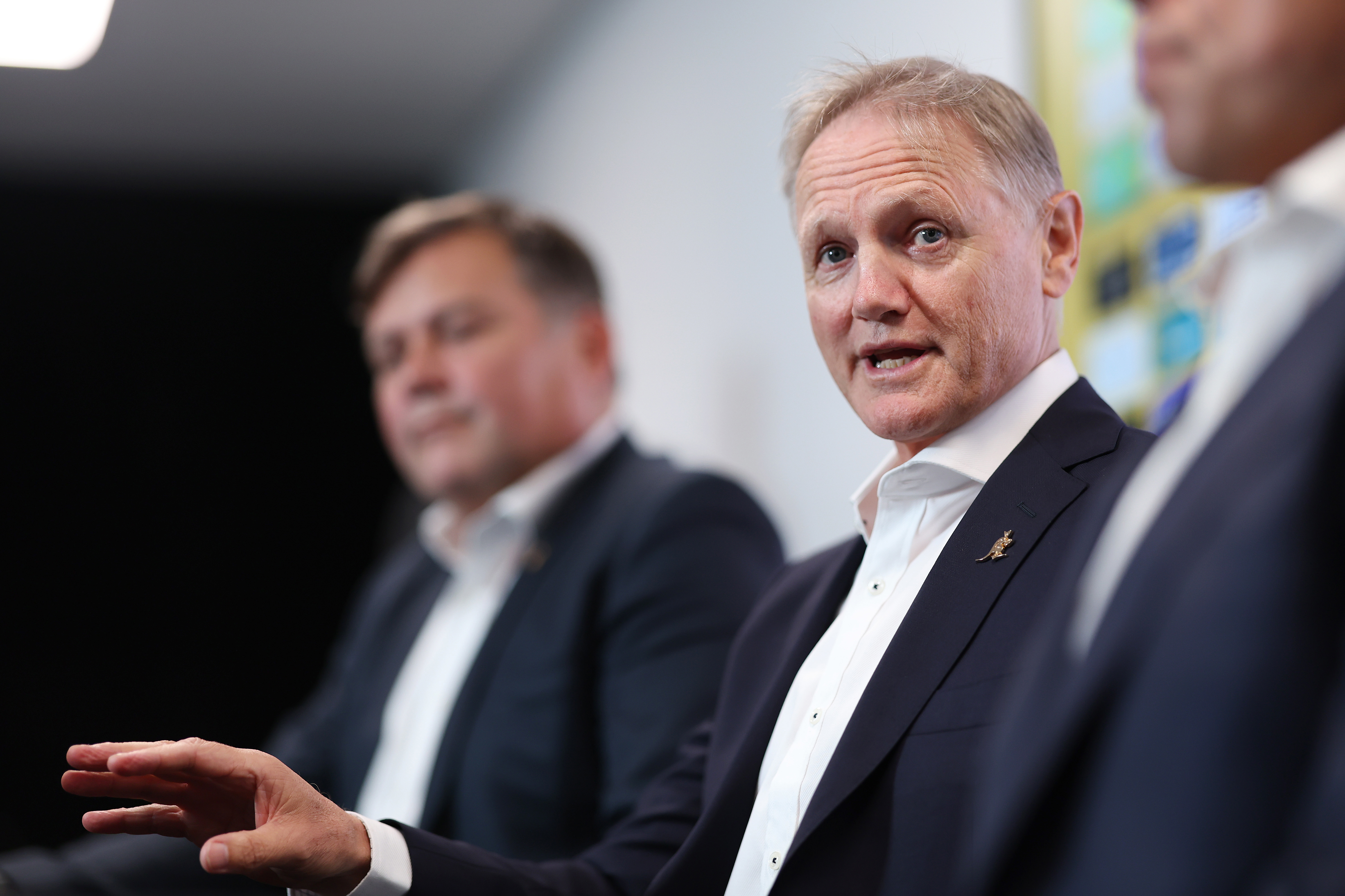 New Wallabies Head Coach Joe Schmidt speaks to media during a Rugby Australia media opportunity.