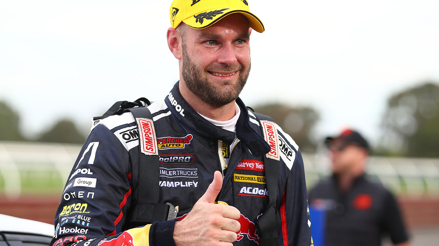Shane van Gisbergen after winning the opening race at Sandown.