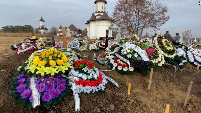 Freshly laid graves at the biggest graveyard in Suceava, in northeast Romania, which has the third-highest COVID-19 mortality rate in the country.