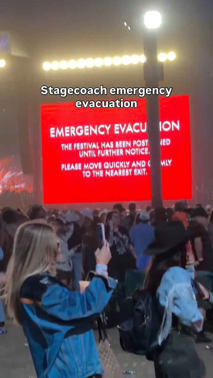 Stagecoach Music Festival 2026 wild wind extreme weather emergency evacuation